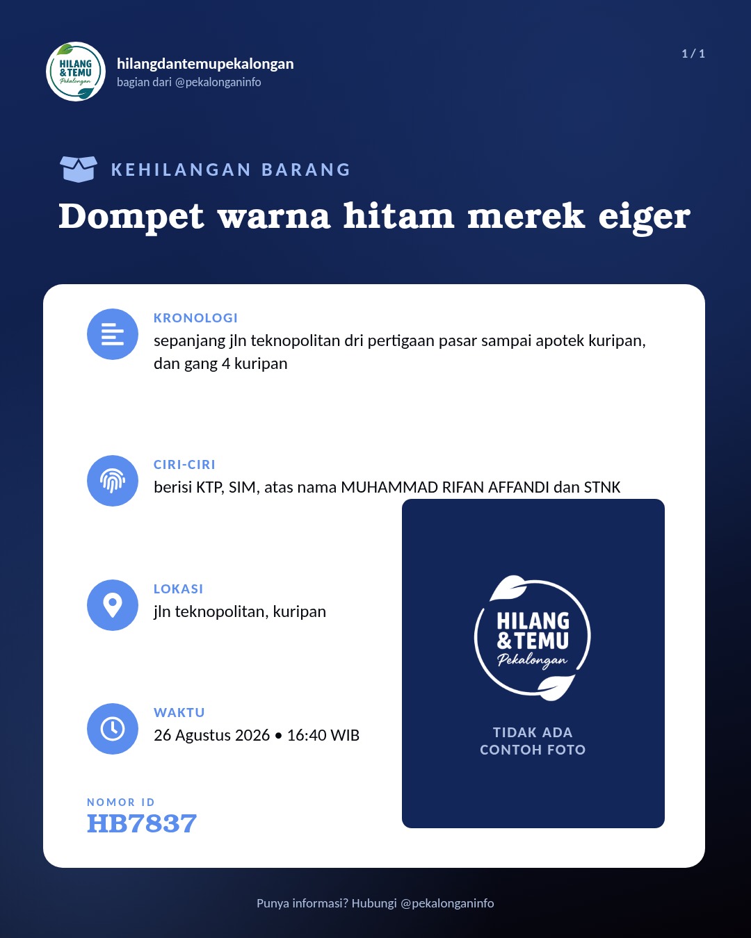 Slide laporan Dompet warna hitam merek eiger (HB7837)