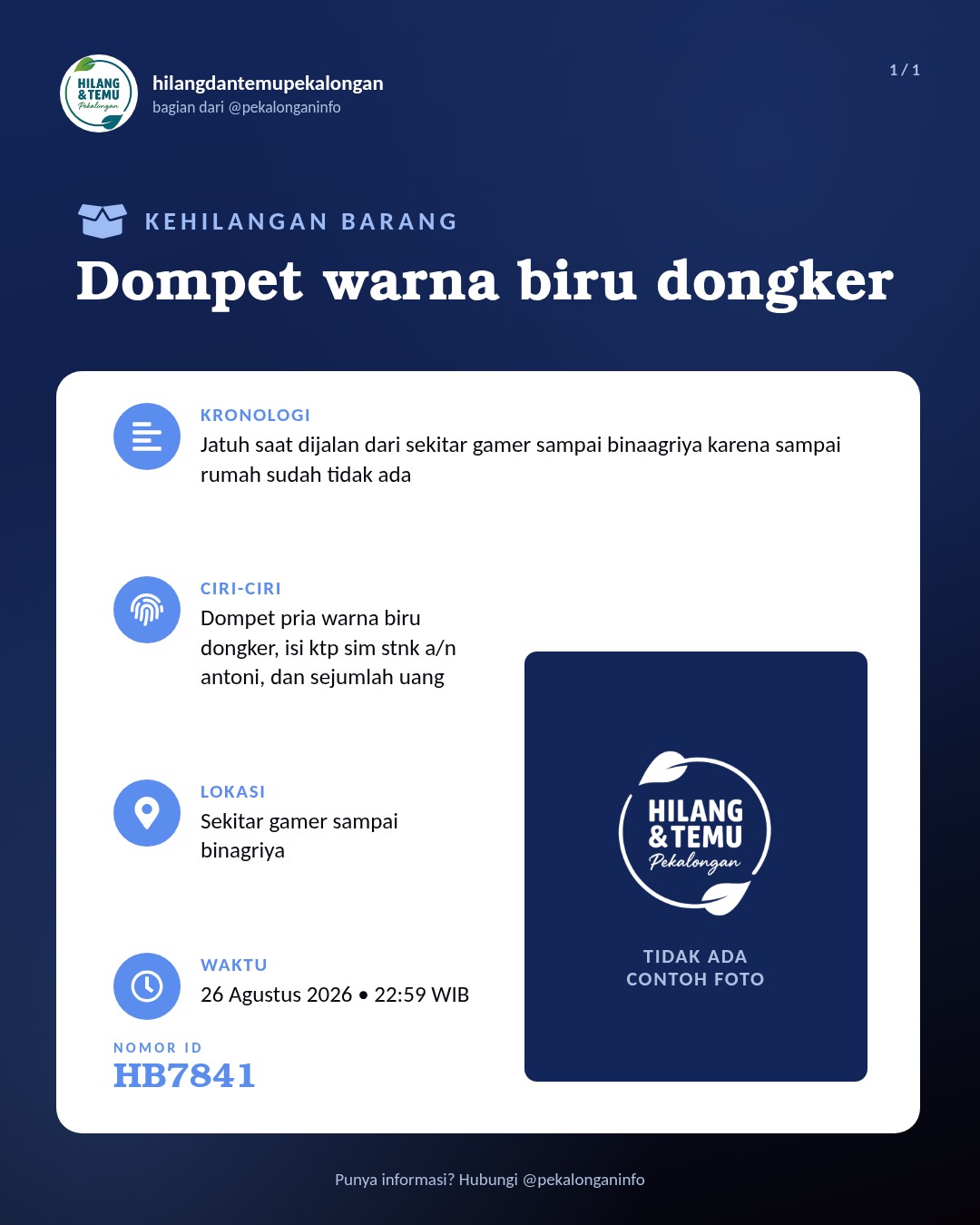 Slide laporan Dompet warna biru dongker (HB7841)