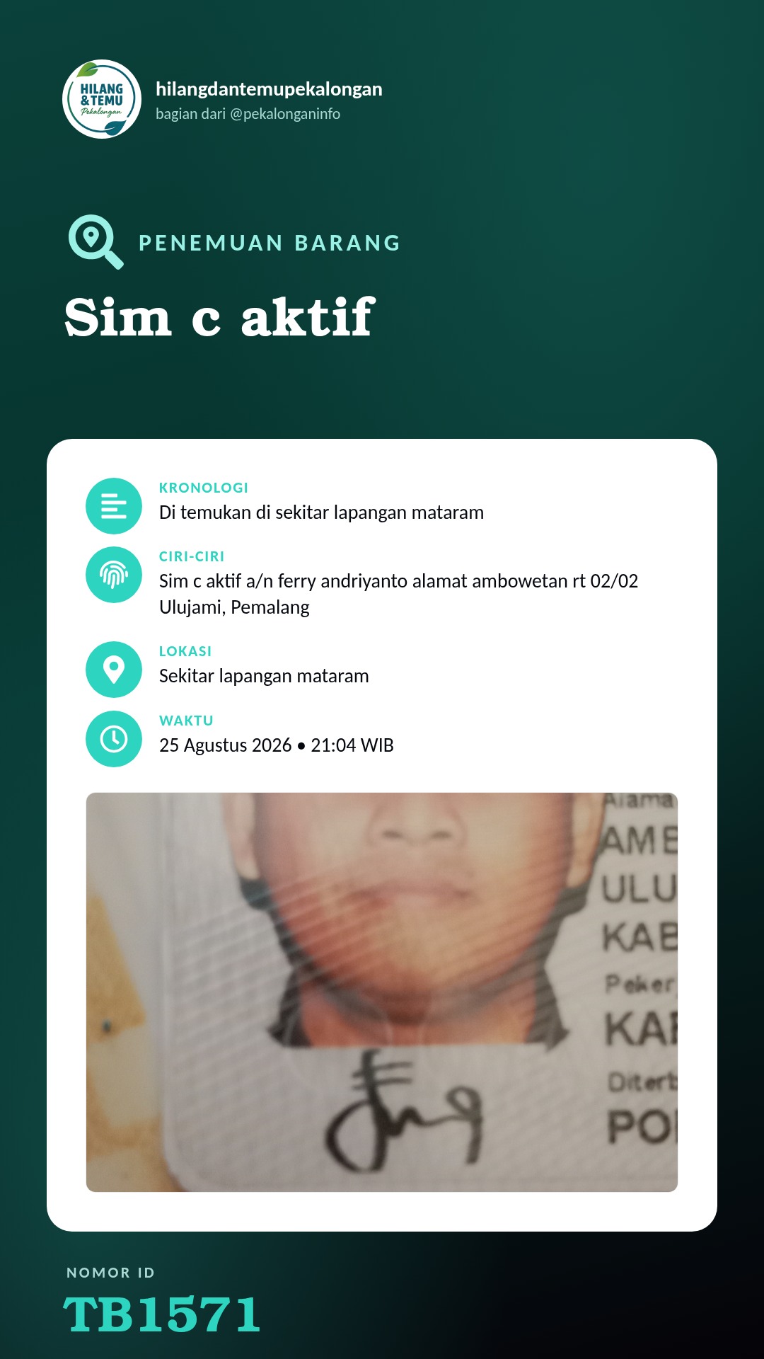 Story 9:16 laporan Sim c aktif