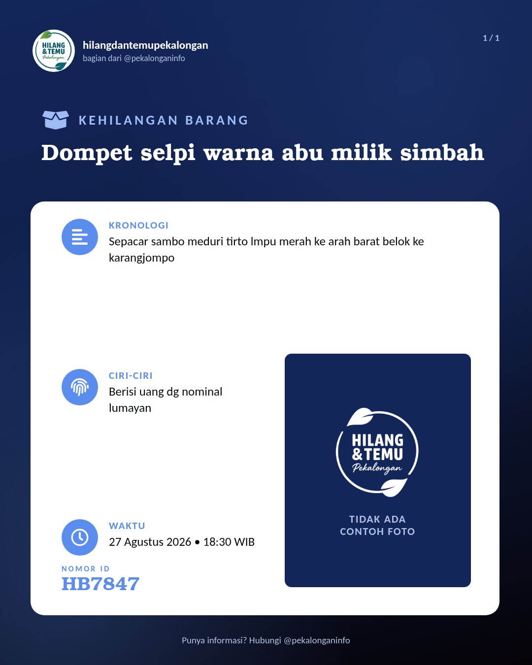 Slide laporan Dompet selpi warna abu milik simbah (HB7847)