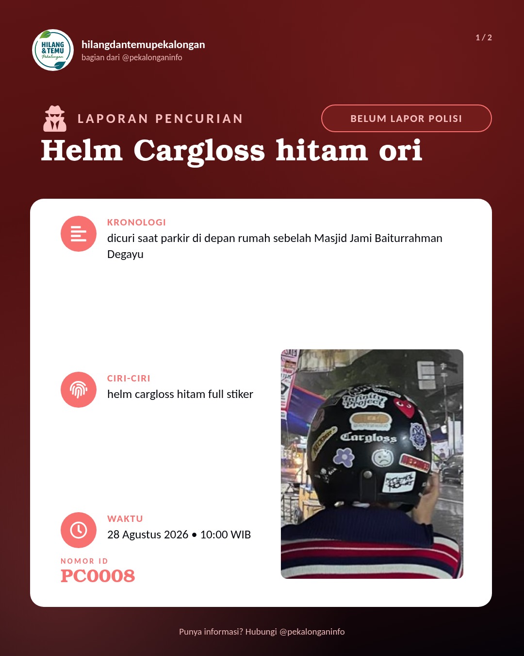 Slide 1 laporan Helm Cargloss hitam ori
