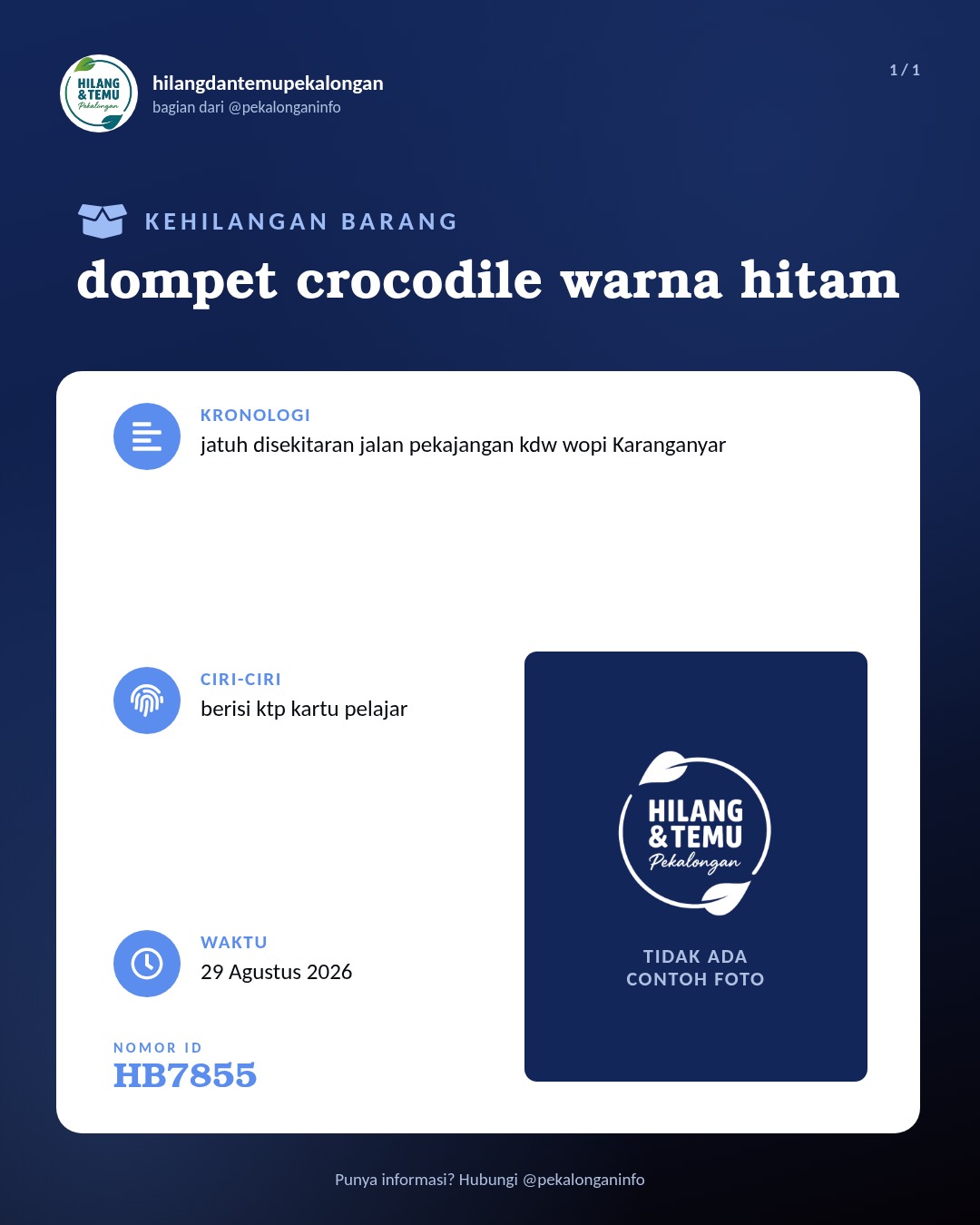 Slide laporan dompet crocodile warna hitam (HB7855)