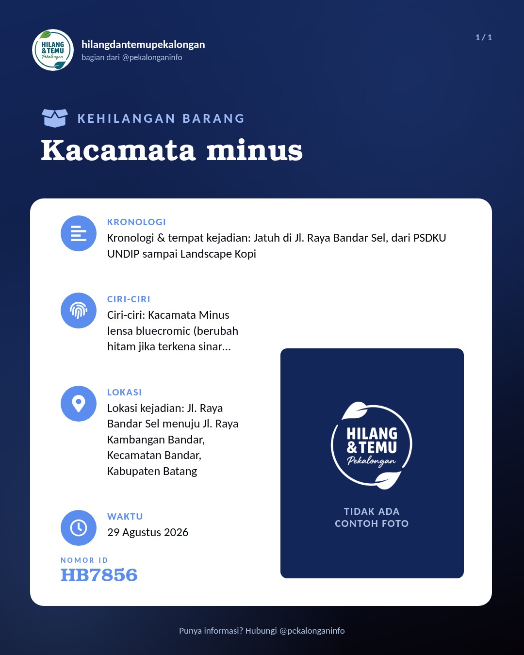 Slide laporan Kacamata minus (HB7856)