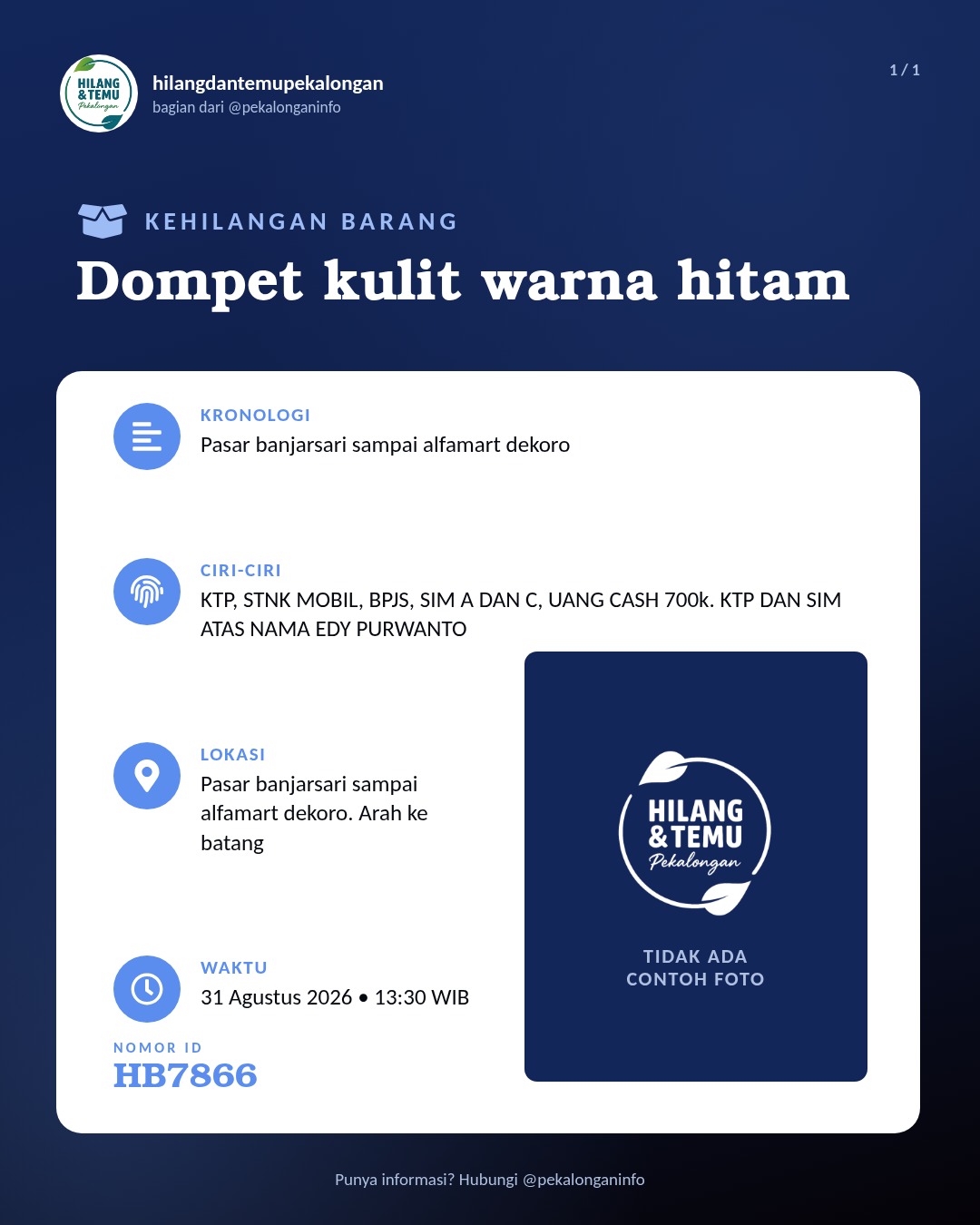 Slide laporan Dompet kulit warna hitam (HB7866)