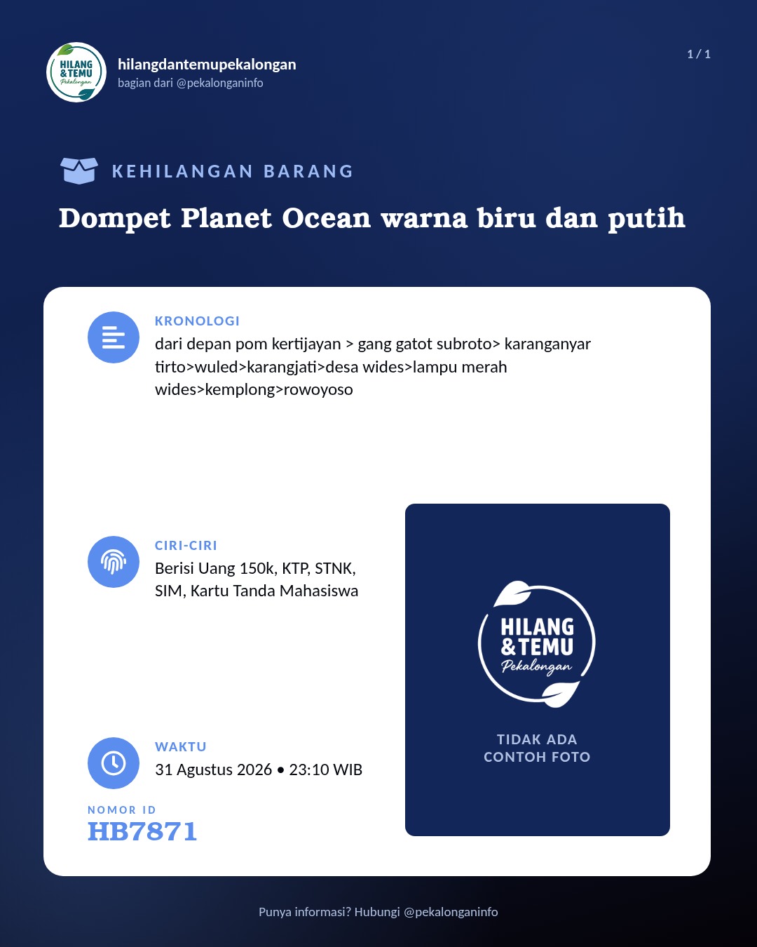 Slide laporan Dompet Planet Ocean warna biru dan putih (HB7871)