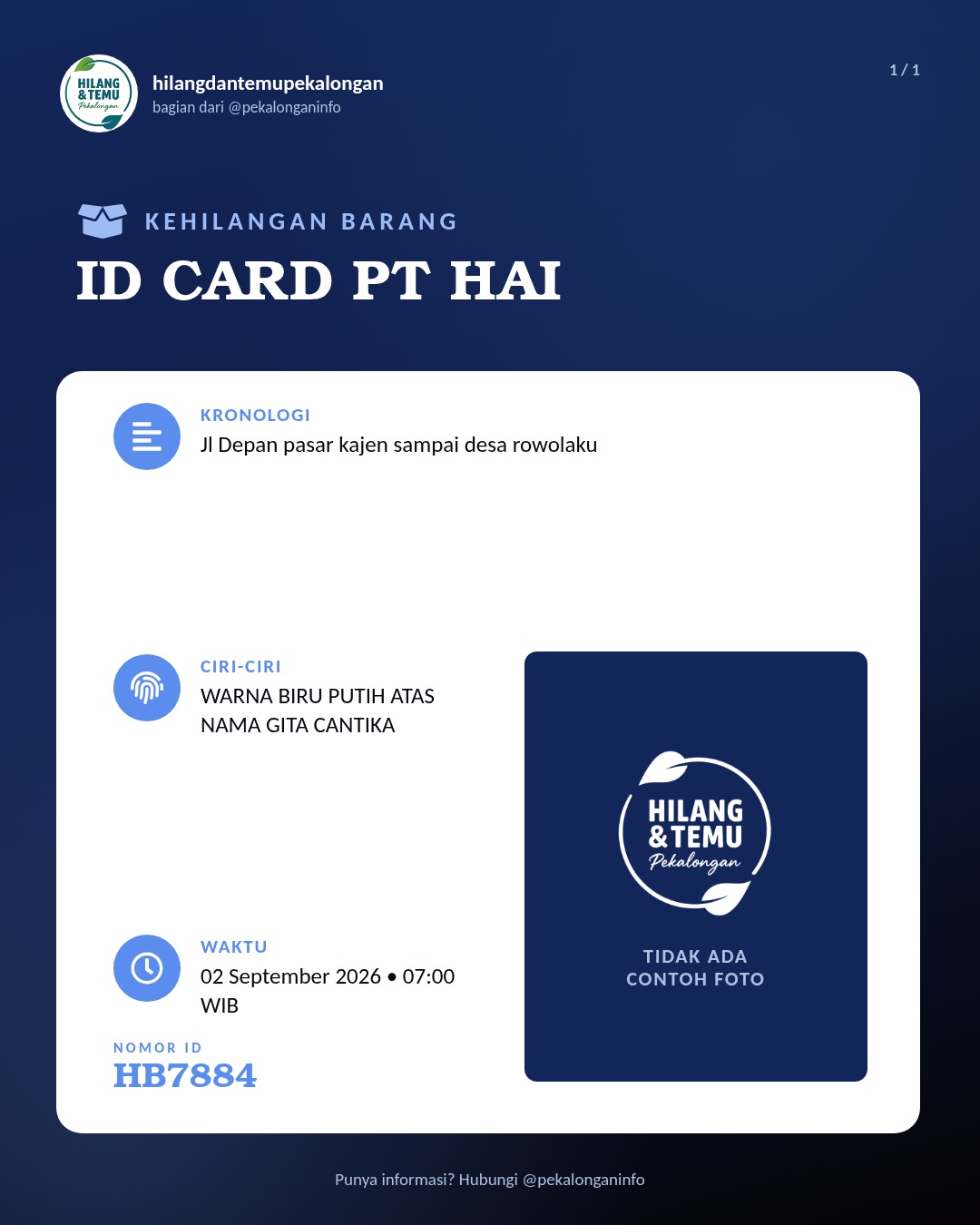 Slide laporan ID CARD PT HAI (HB7884)