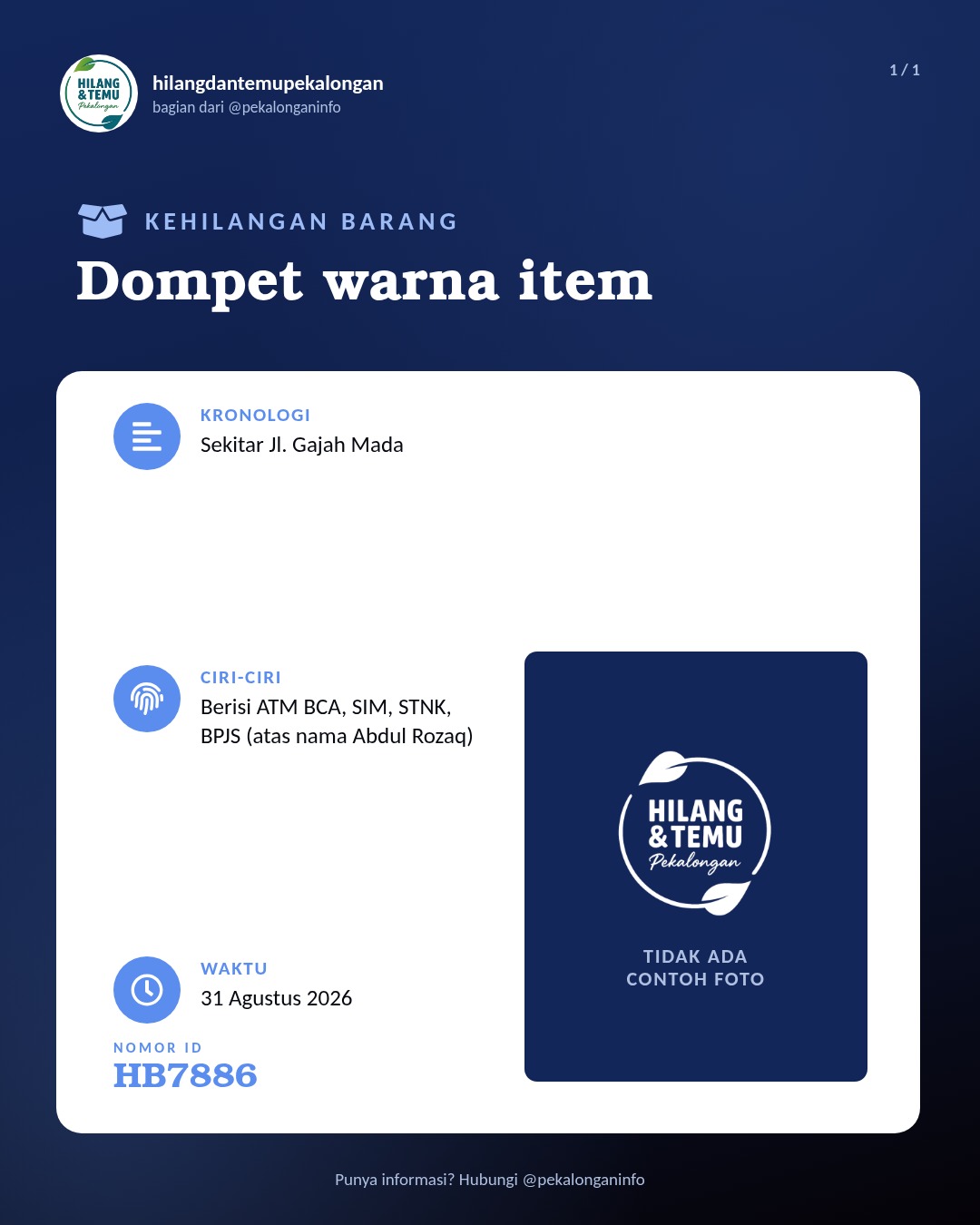 Slide laporan Dompet warna item (HB7886)
