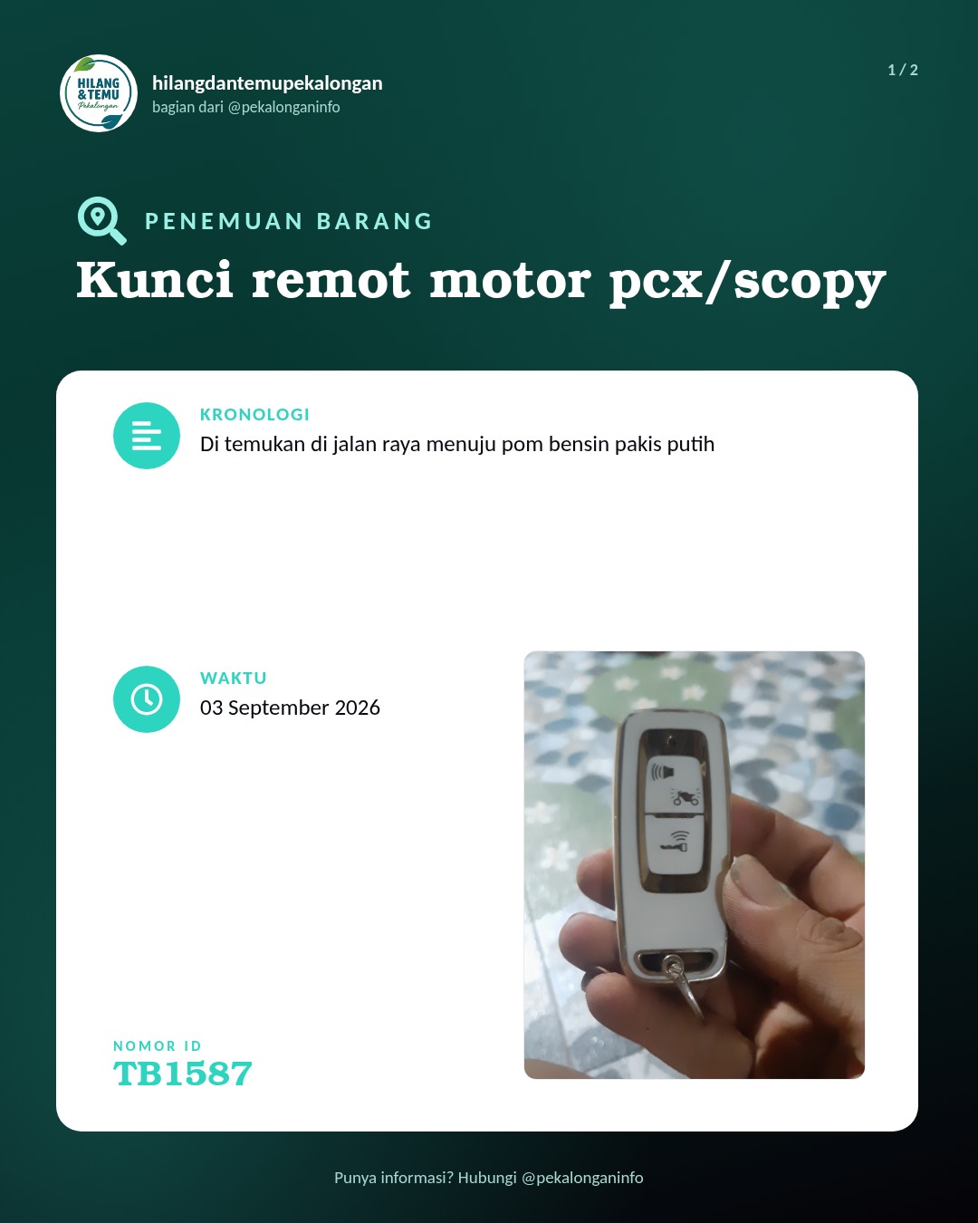 Slide 1 laporan Kunci remot motor pcx/scopy