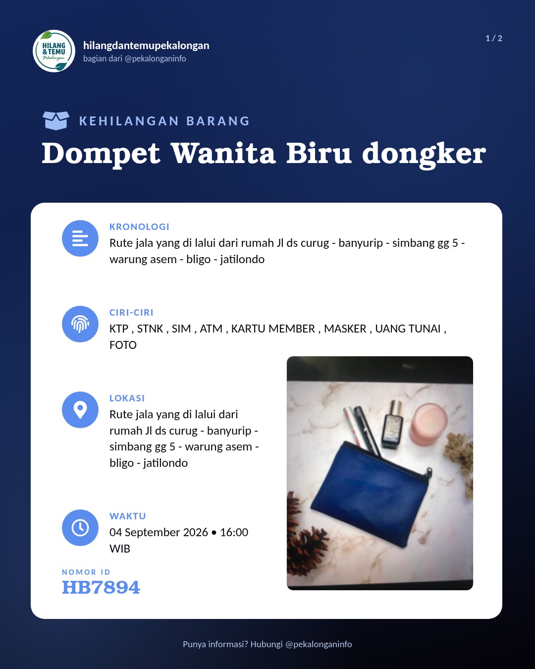 Slide 1 laporan Dompet Wanita Biru dongker