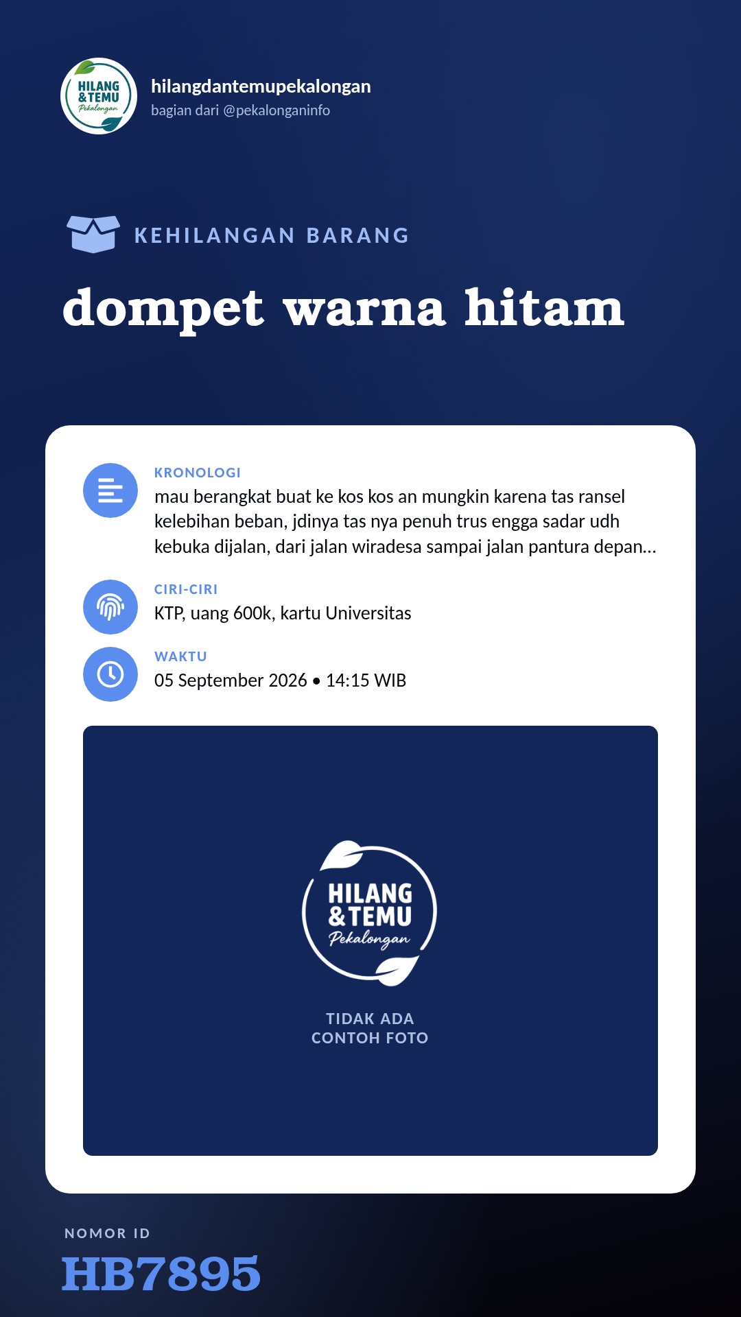 Story 9:16 laporan dompet warna hitam