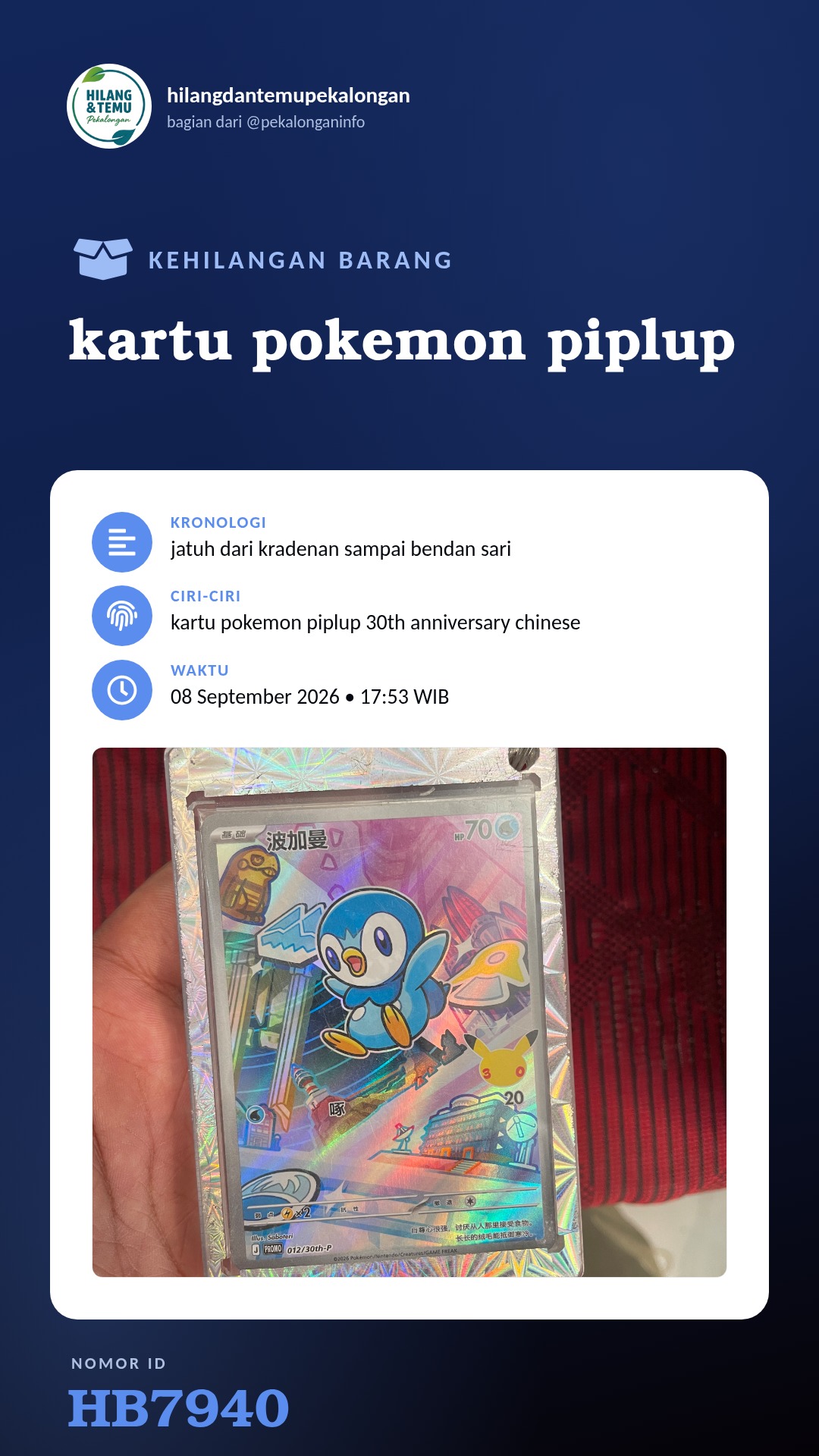 Story 9:16 laporan kartu pokemon piplup