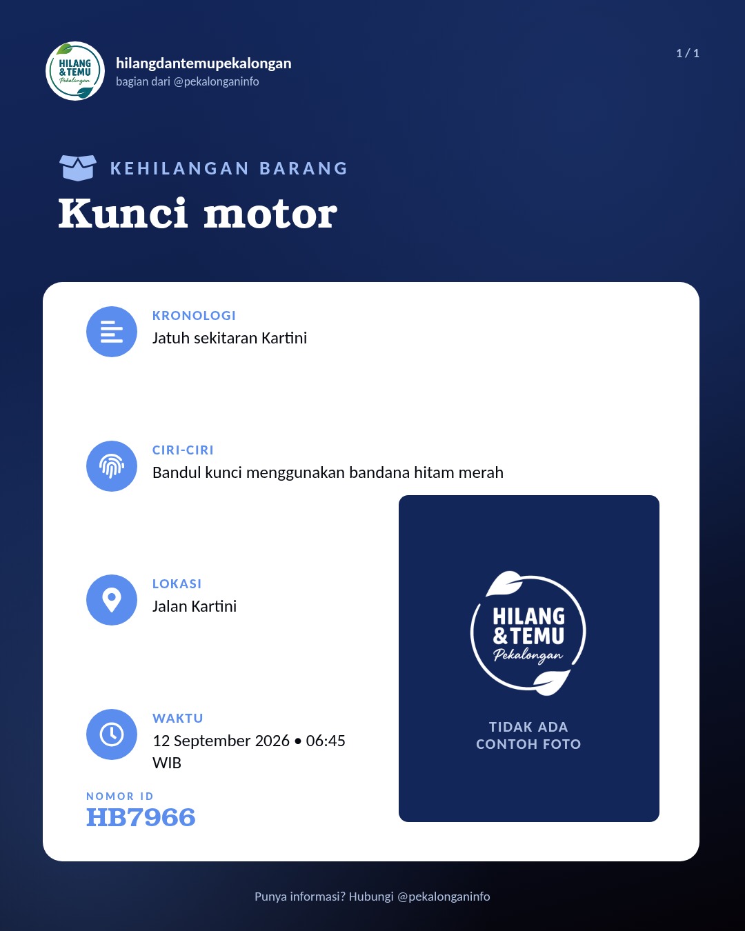 Slide laporan Kunci motor (HB7966)