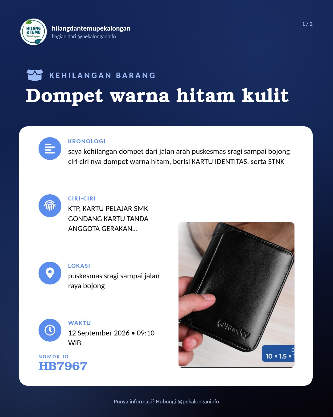 Slide 1 laporan Dompet warna hitam kulit