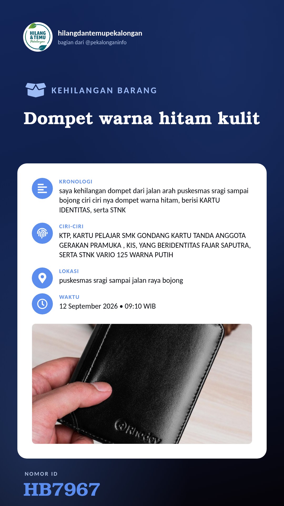Story 9:16 laporan Dompet warna hitam kulit