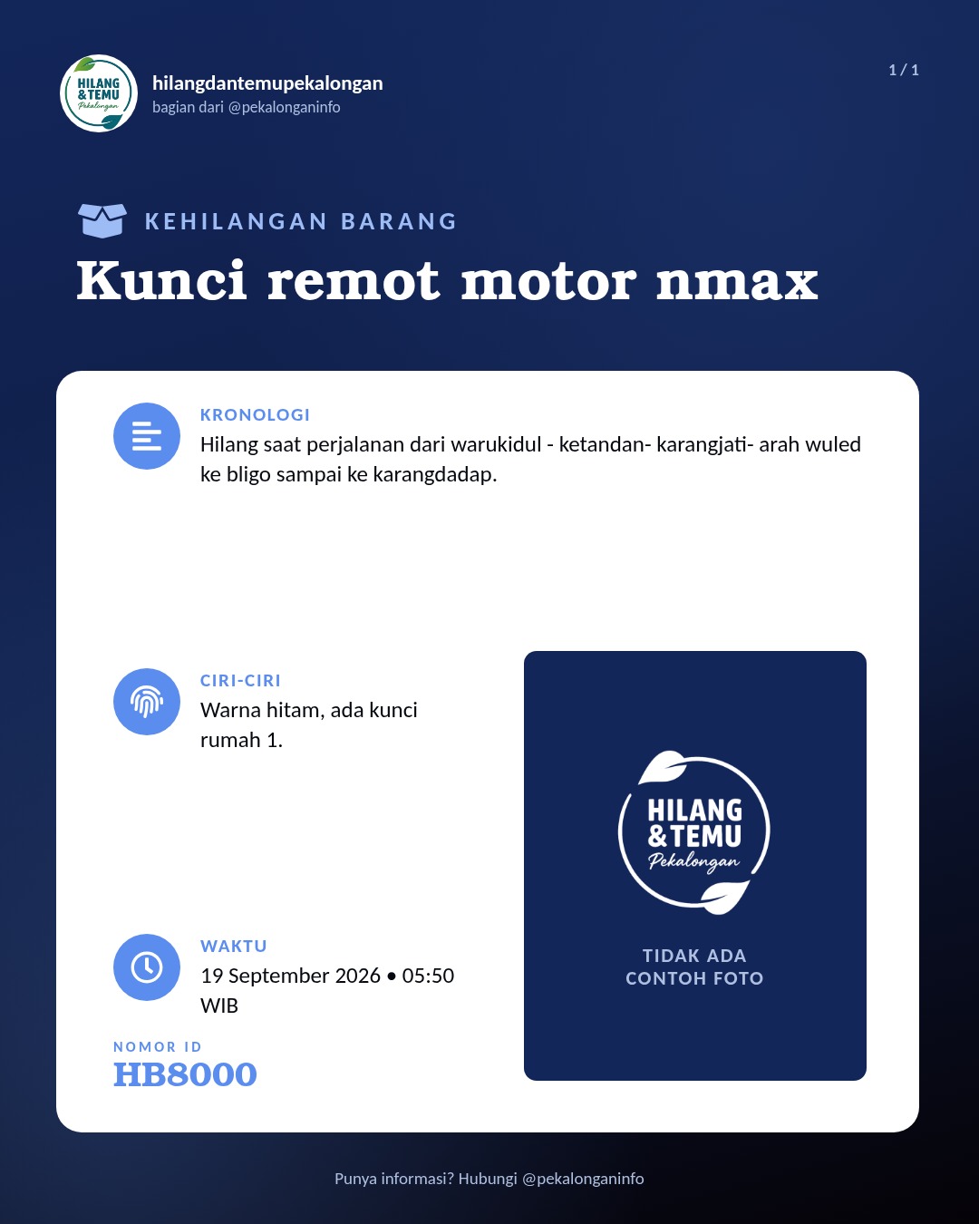 Slide laporan Kunci remot motor nmax (HB8000)