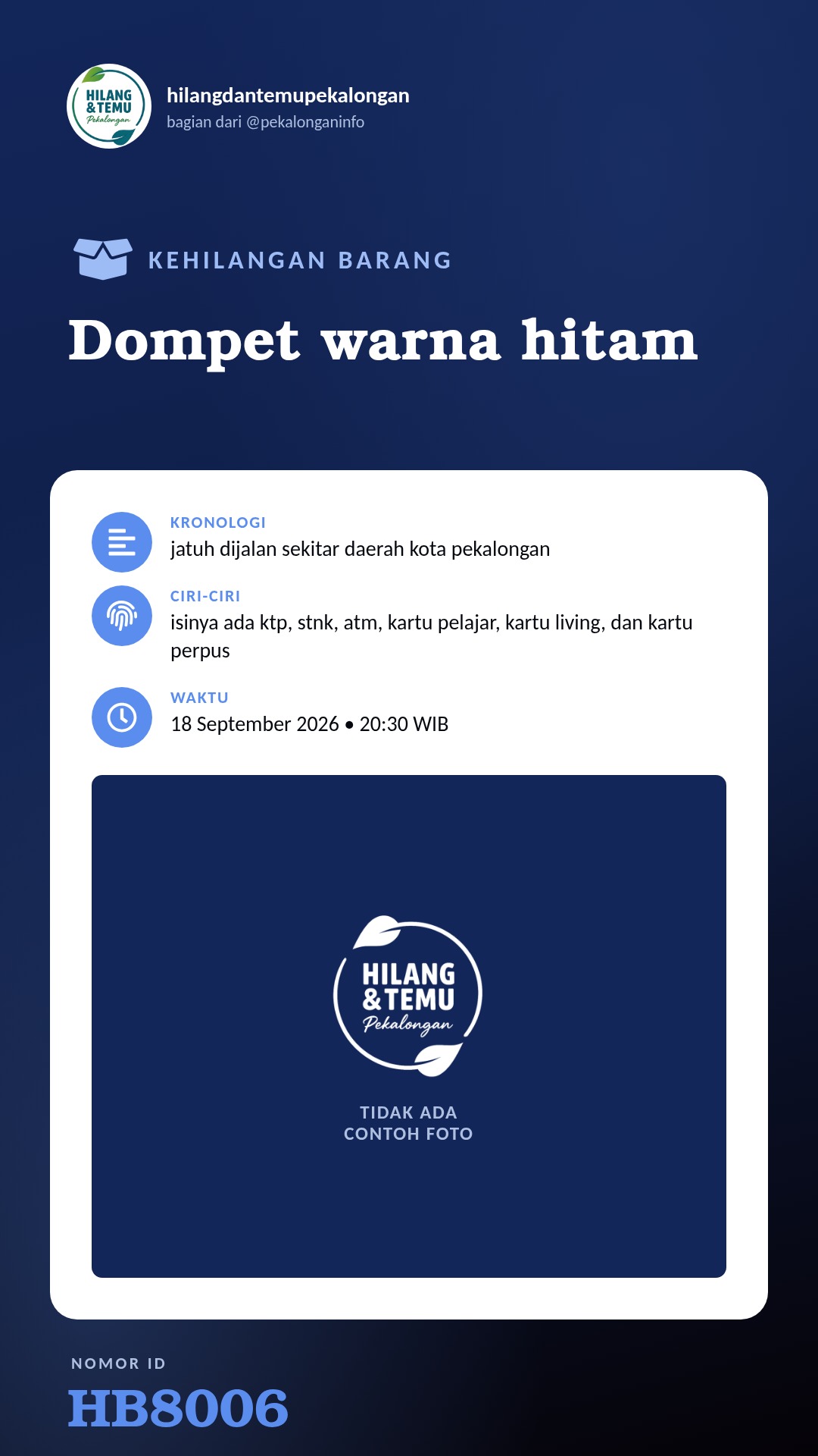 Story 9:16 laporan Dompet warna hitam