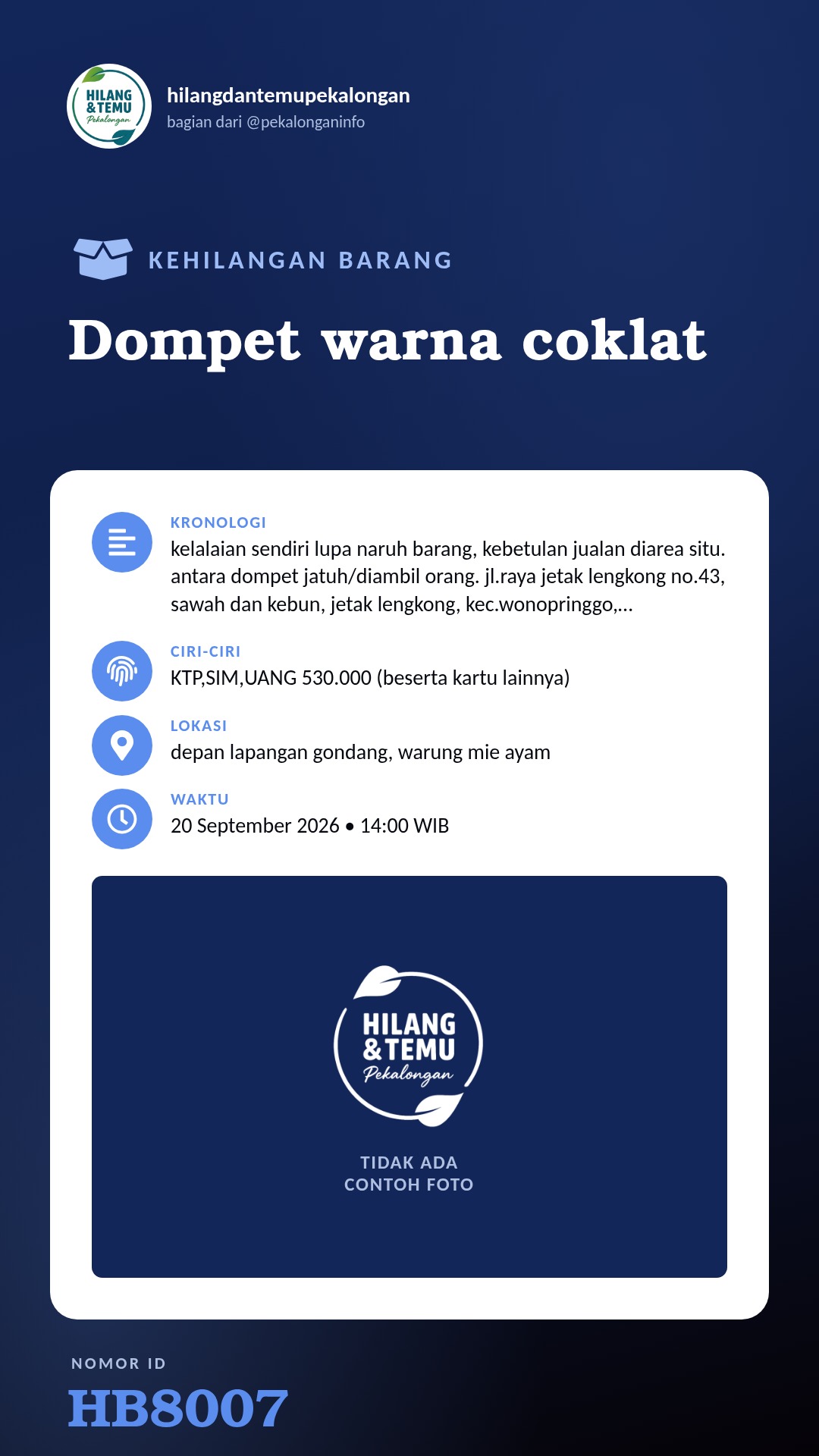 Story 9:16 laporan Dompet warna coklat