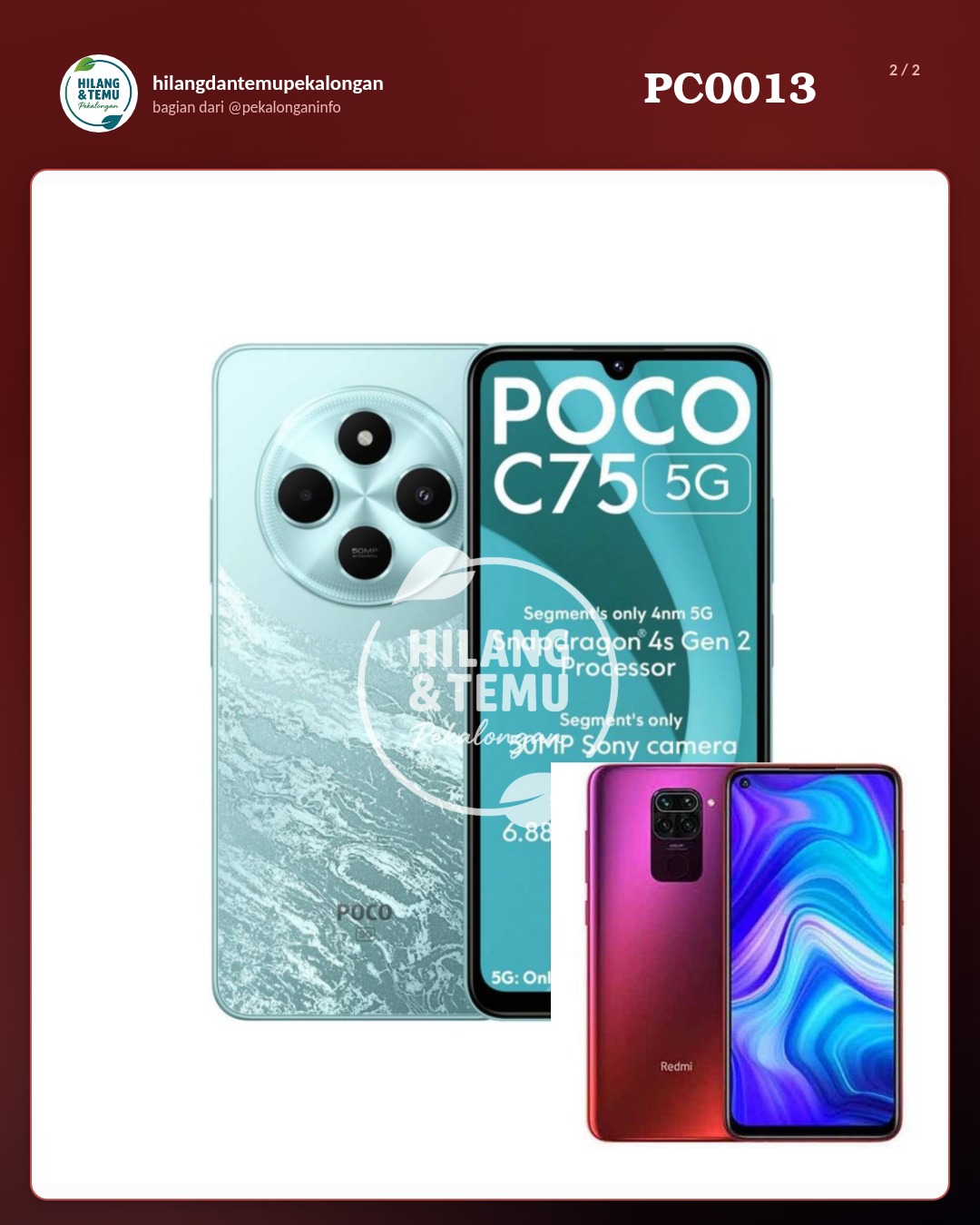 Slide 2 laporan hp redmi note 9 dan poco c75