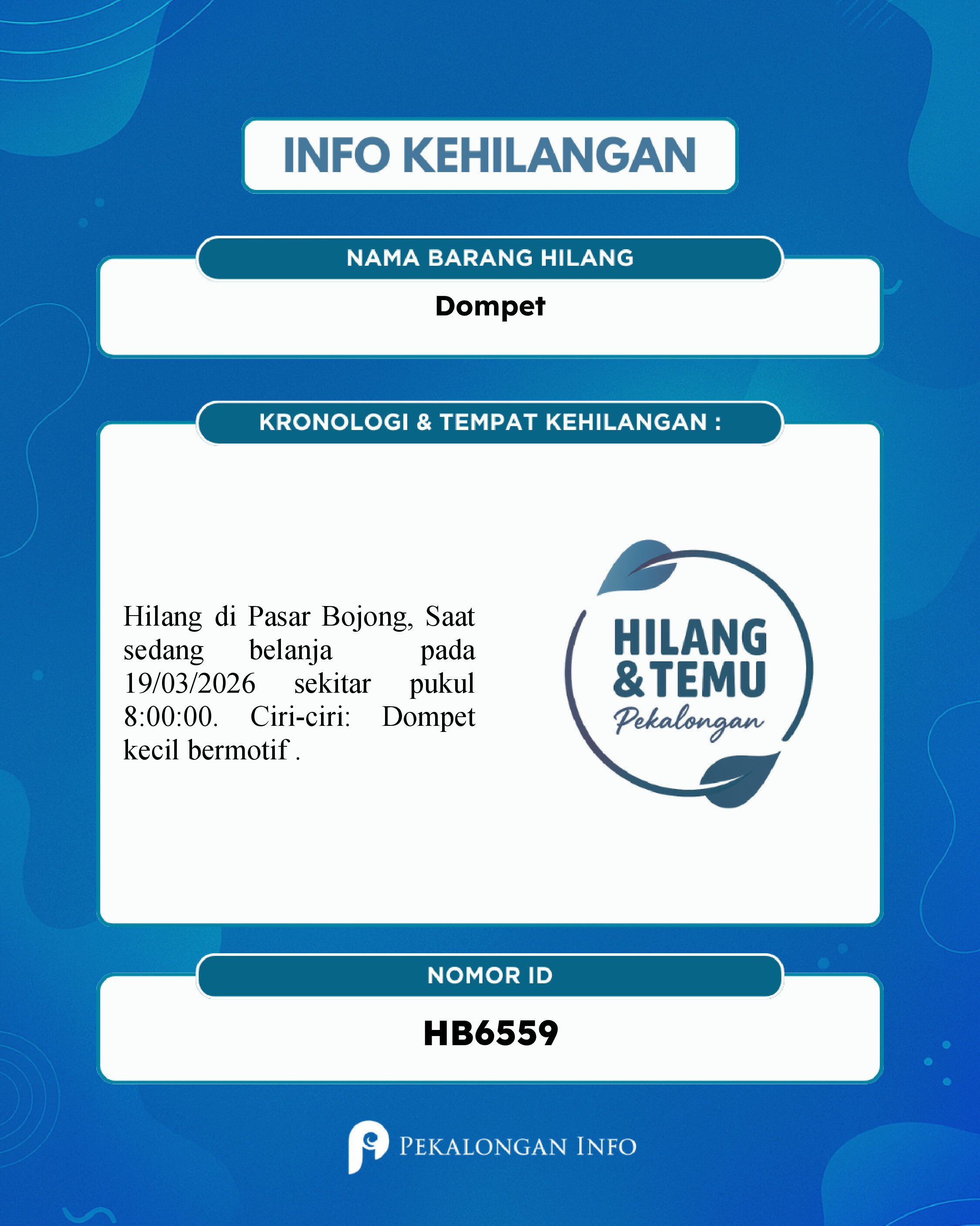 Foto laporan Dompet (HB6559)