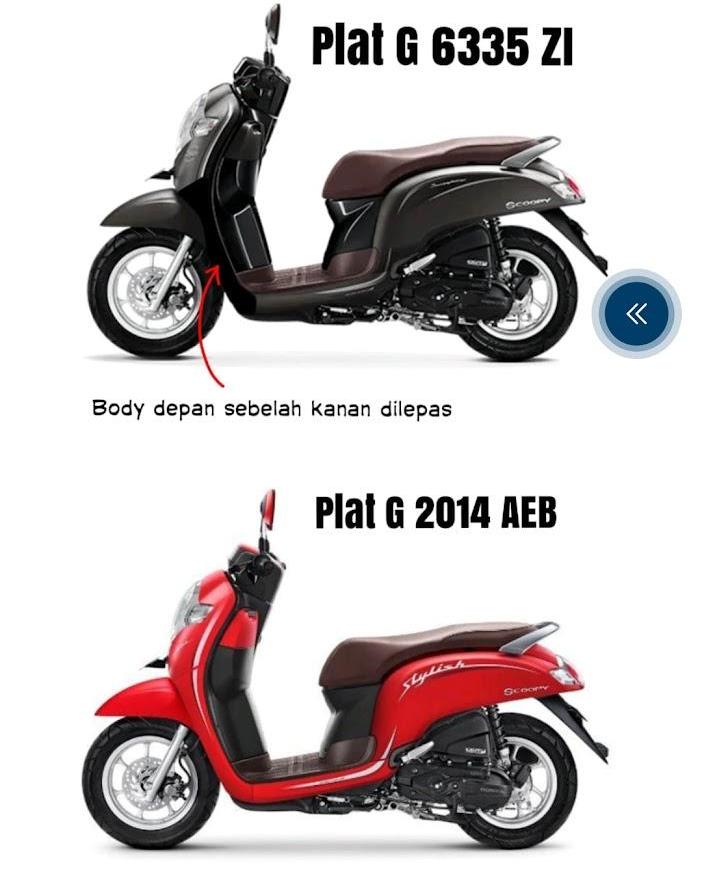 Foto laporan 2 buah motor, Scoopy 2018 plat G 6335 ZI dan Scoopy 2019 plat G 2014 AEB (HB7649)