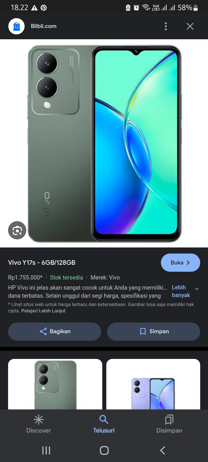 Foto laporan Hp vivo y17s (HB0209)
