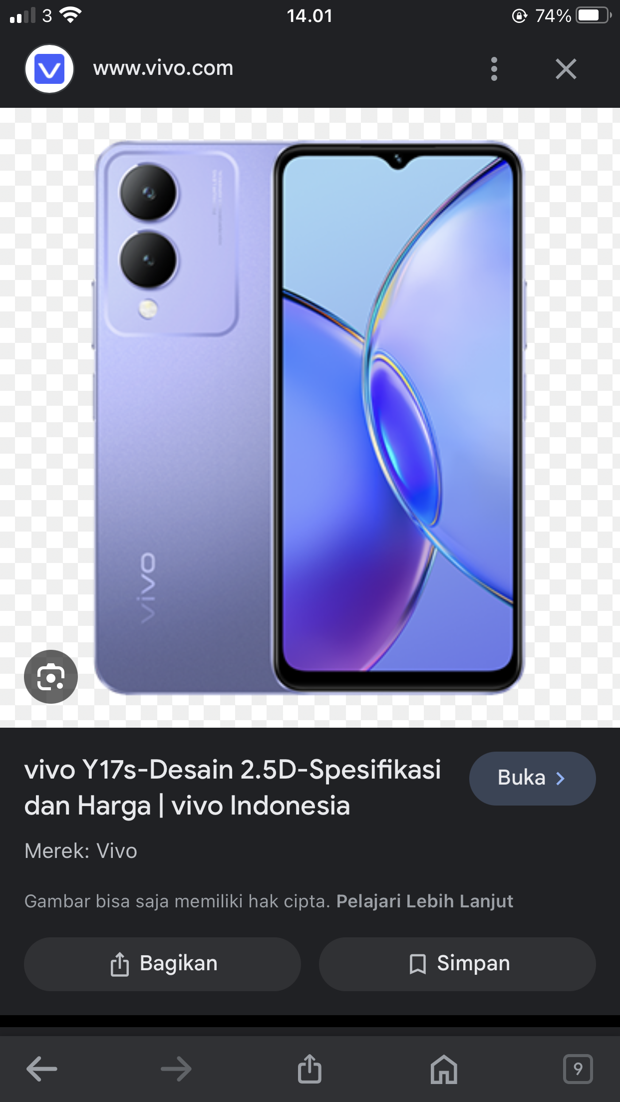 Foto laporan HP VIVO Y17S (HB0301)