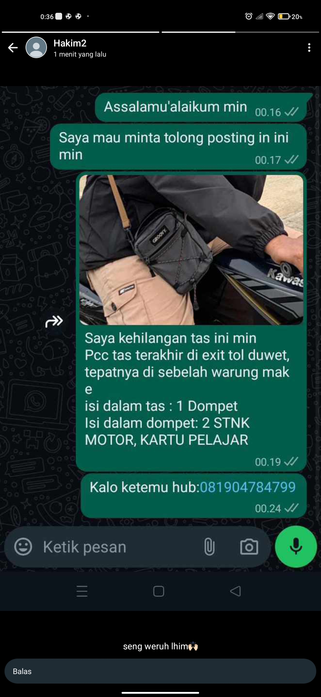 Foto laporan Tas mini (HB0332)