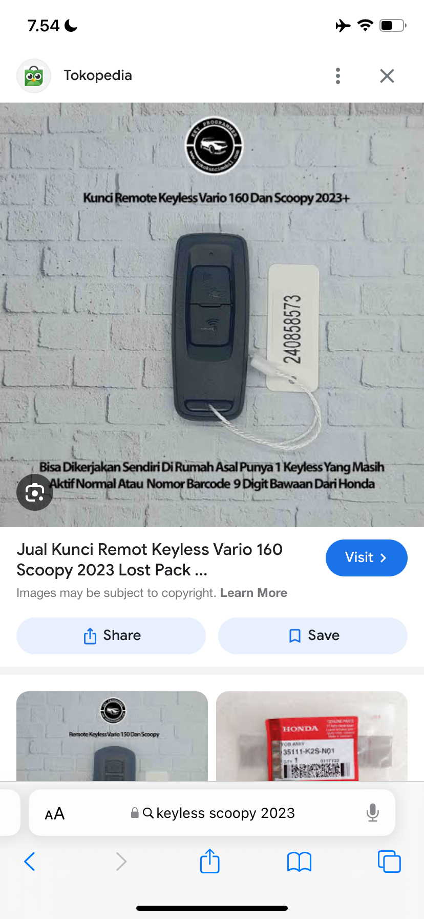 Foto laporan Remote Keyless Motor Scoopy 2023 (HB0410)