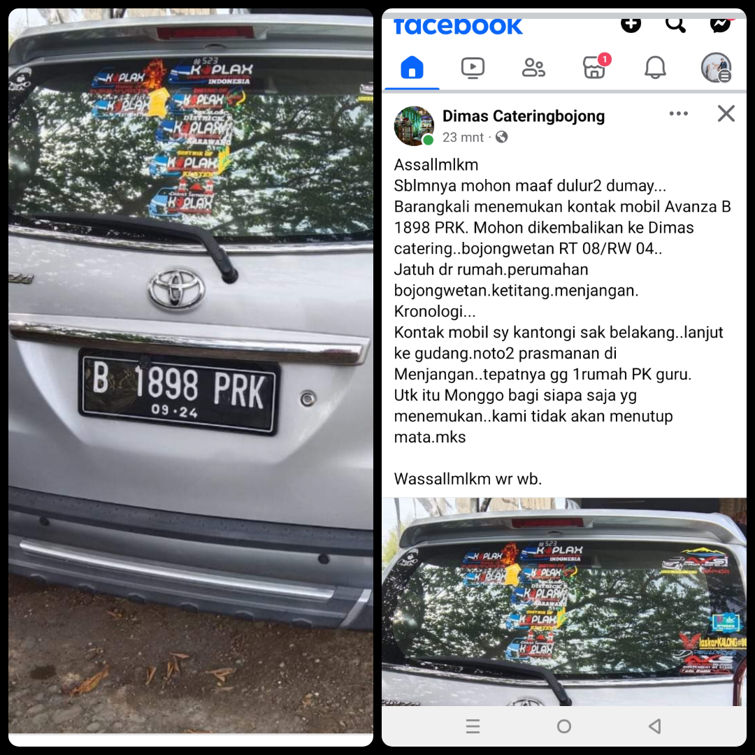 Foto laporan Kunci dan stnk mobil B 1898 PRK (HB0426)