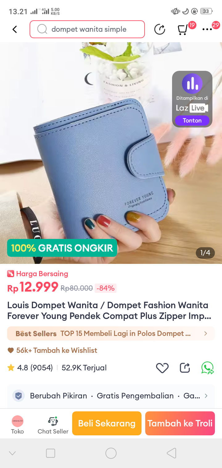 Foto laporan Dompet warna biru (HB0692)