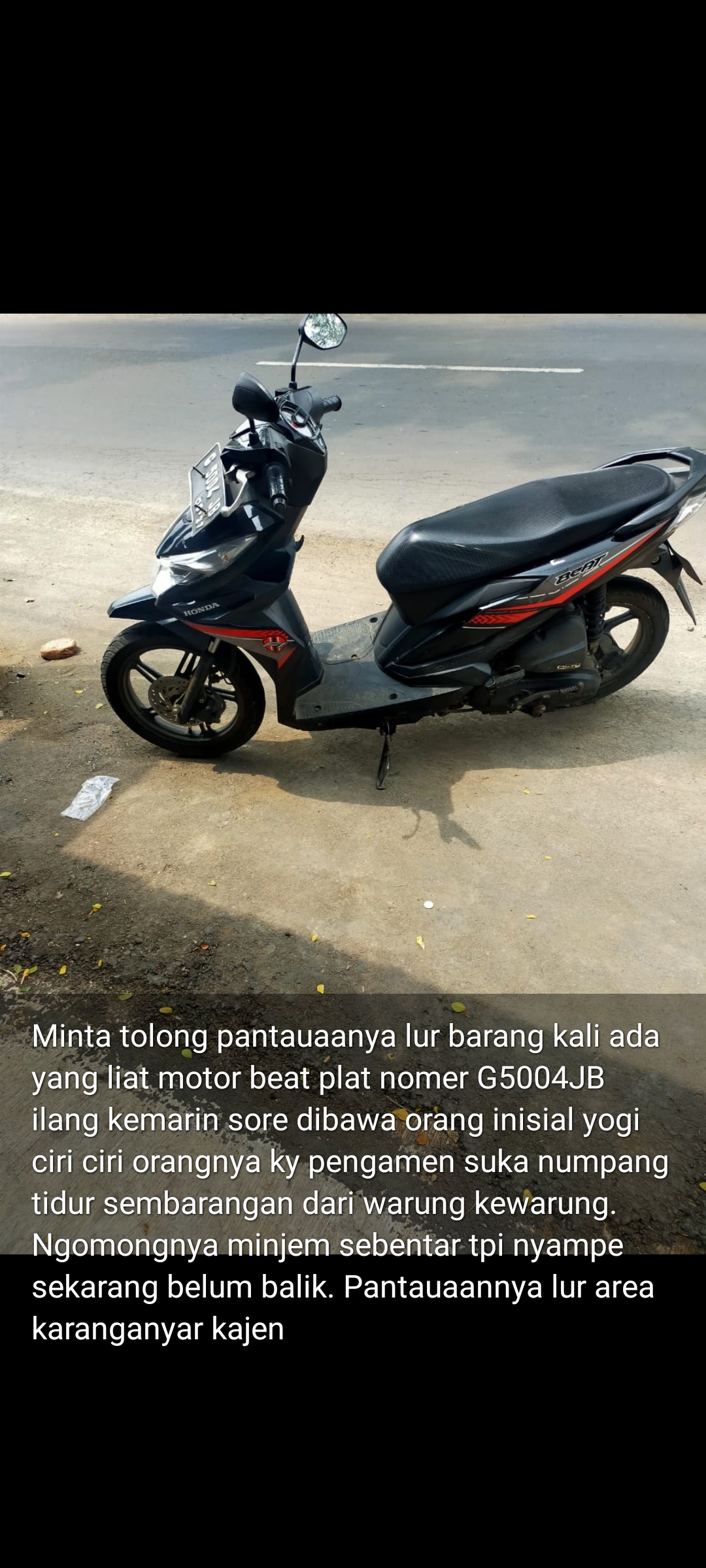 Foto laporan Montor honda beat (HB1520)