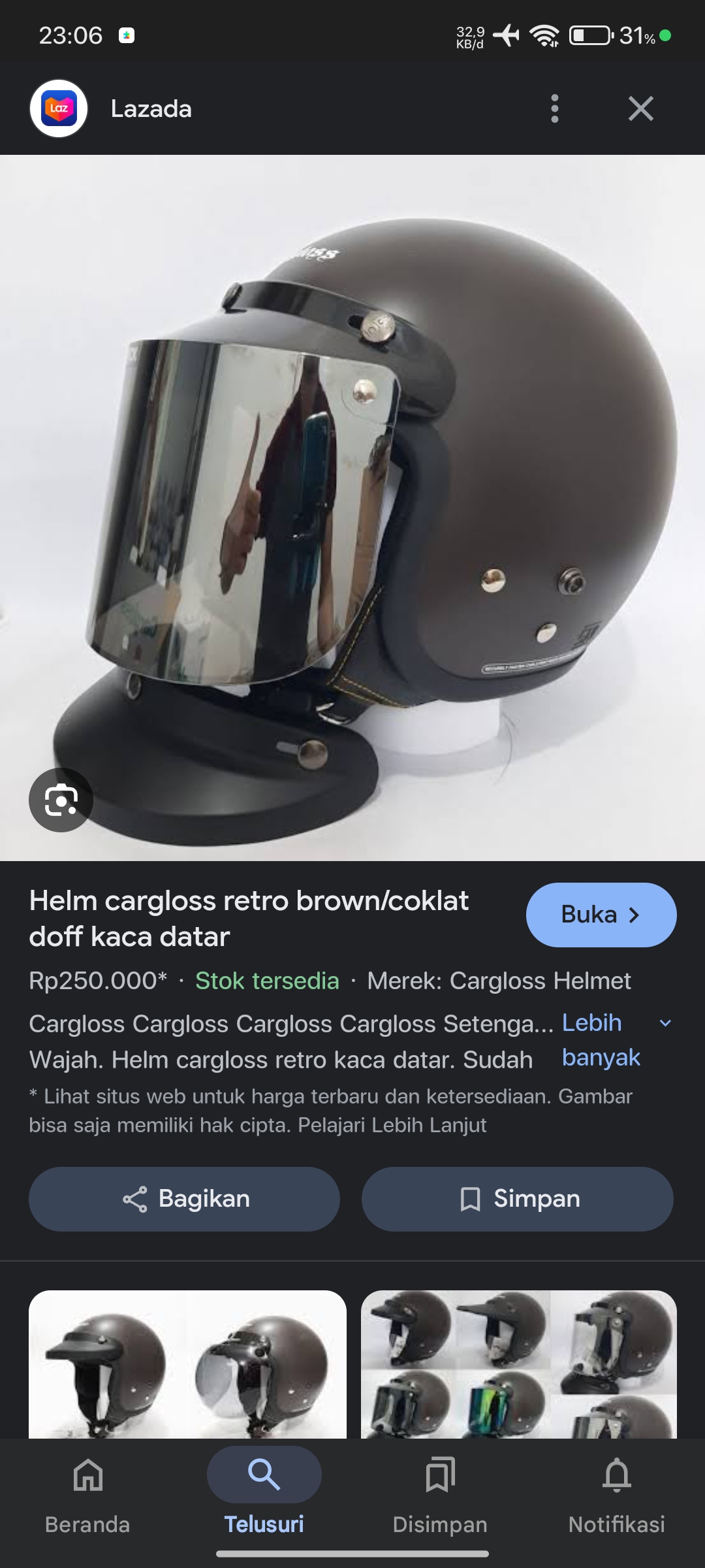 Foto laporan Helm cargloss Coklat (HB2290)