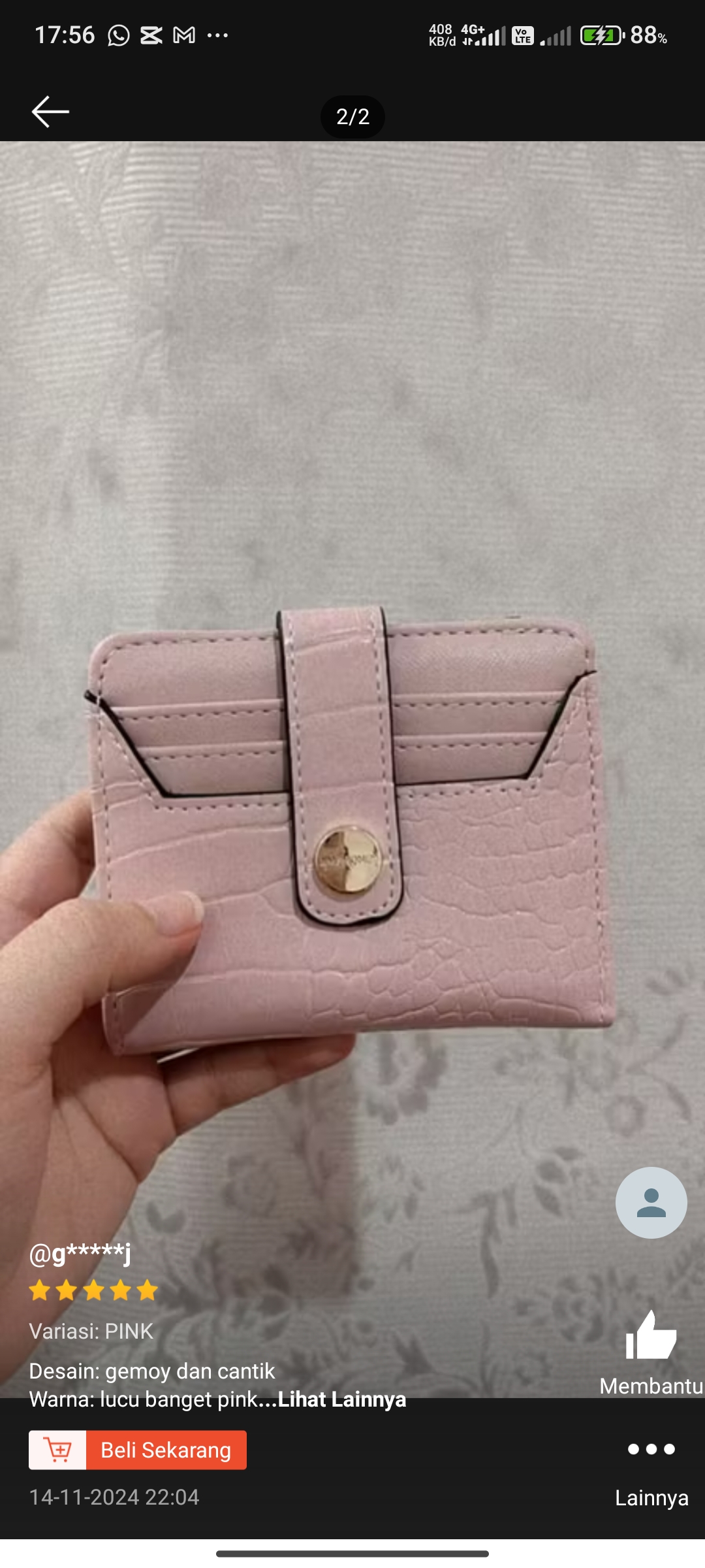 Foto laporan dompet warna pink (HB2419)
