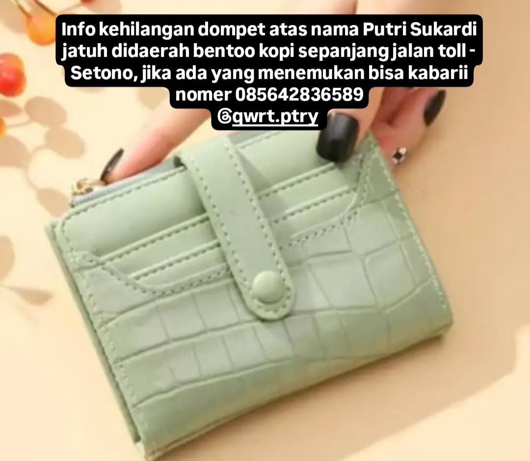 Foto laporan Dompet warna hijau mint kecil A/N Putri Sukardi (HB2456)