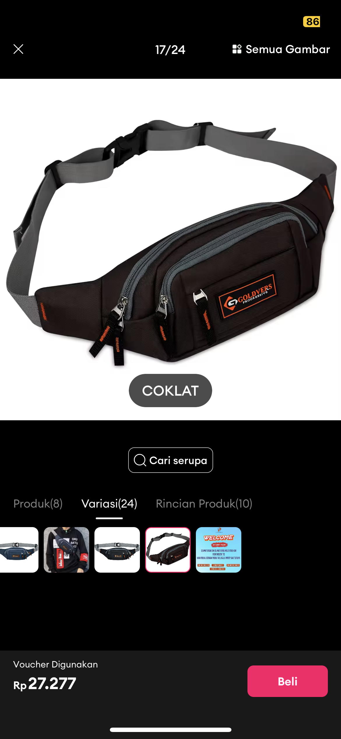 Foto laporan tas slempang pria, warna coklat (HB2728)
