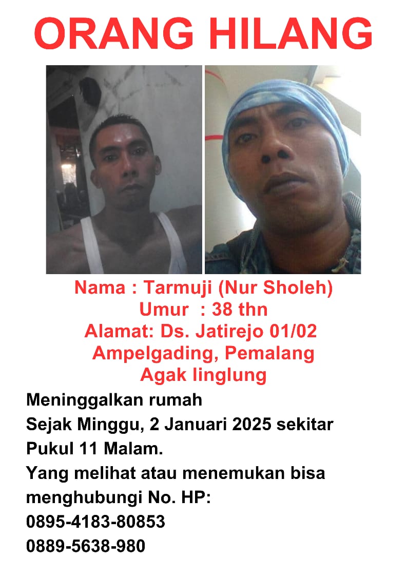 Foto laporan Informasi Orang Hilang (HB2823)