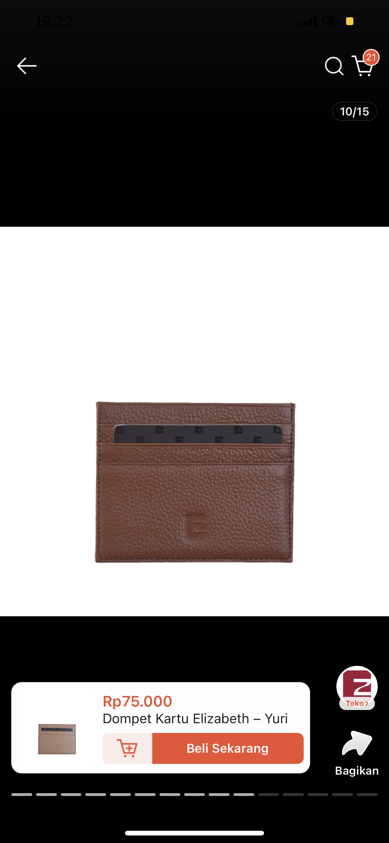 Foto laporan Dompet/cardholder kulit warna cokelat merk elizabeth (HB2982)