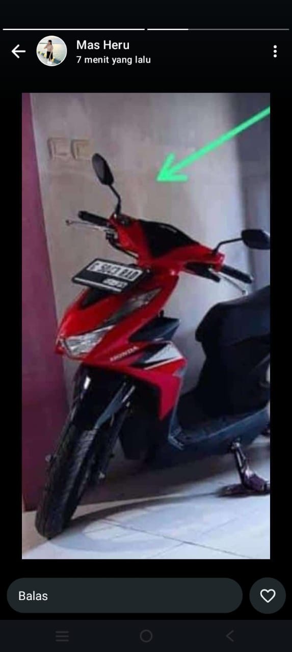 Foto laporan kehilangan sepeda motor (HB3174)