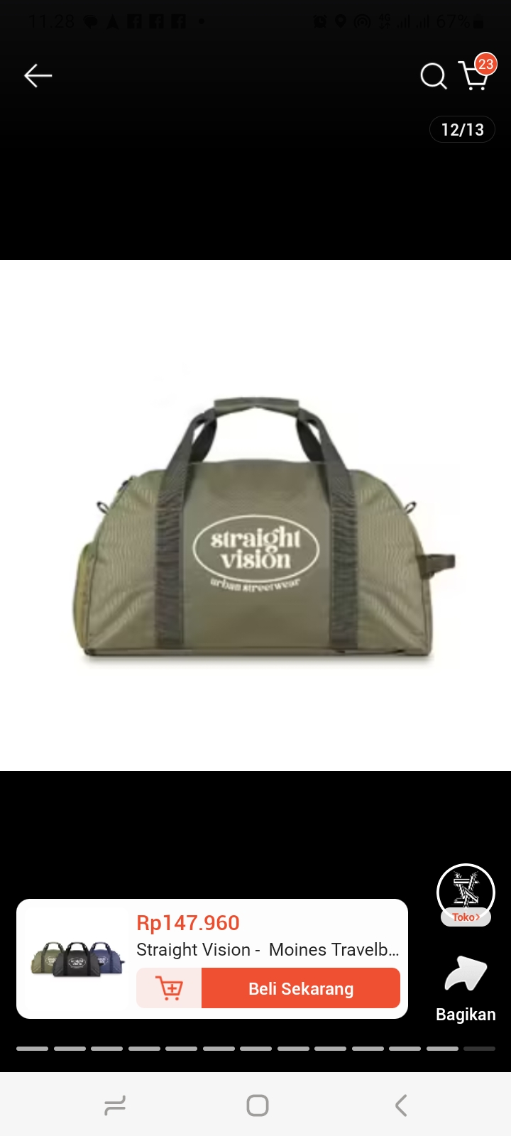 Foto laporan Tas travel watna hijau army (HB3390)