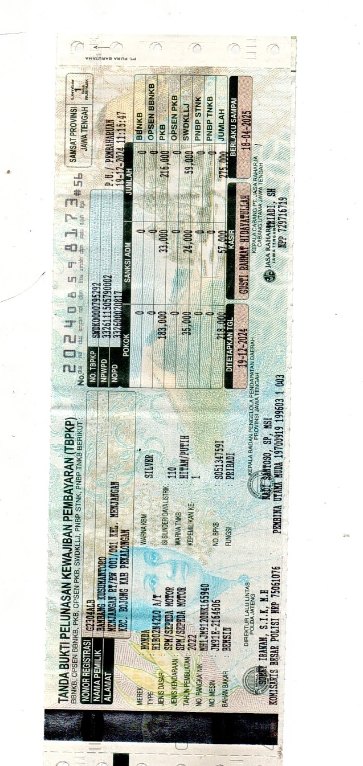 Foto laporan Stnk motor beat (HB3532)