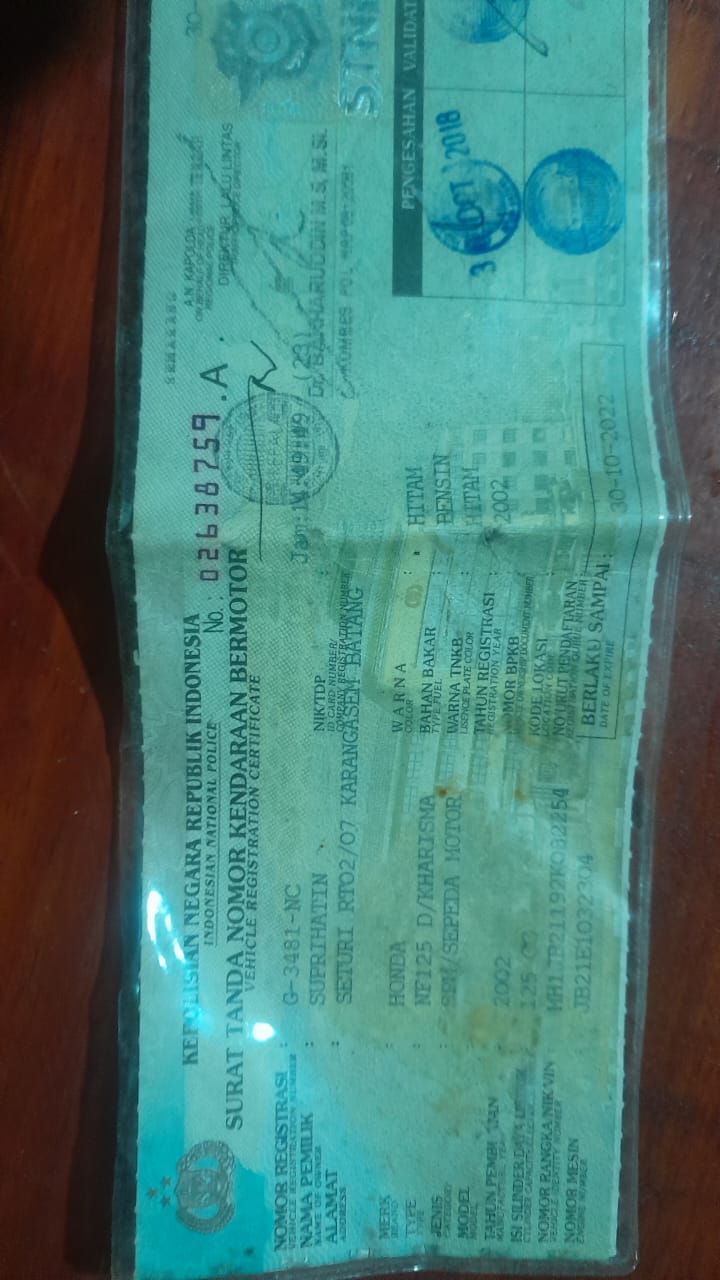 Foto laporan STNK (HB3902)