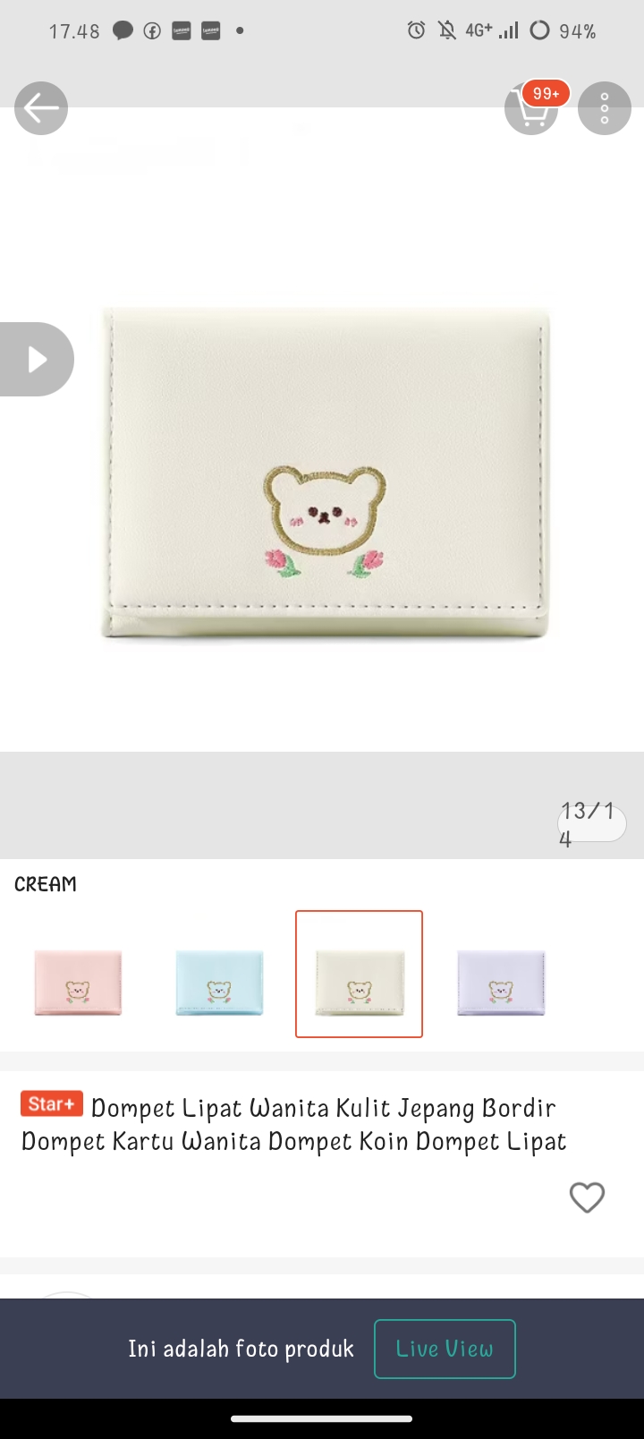 Foto laporan dompet warna cream (HB4067)