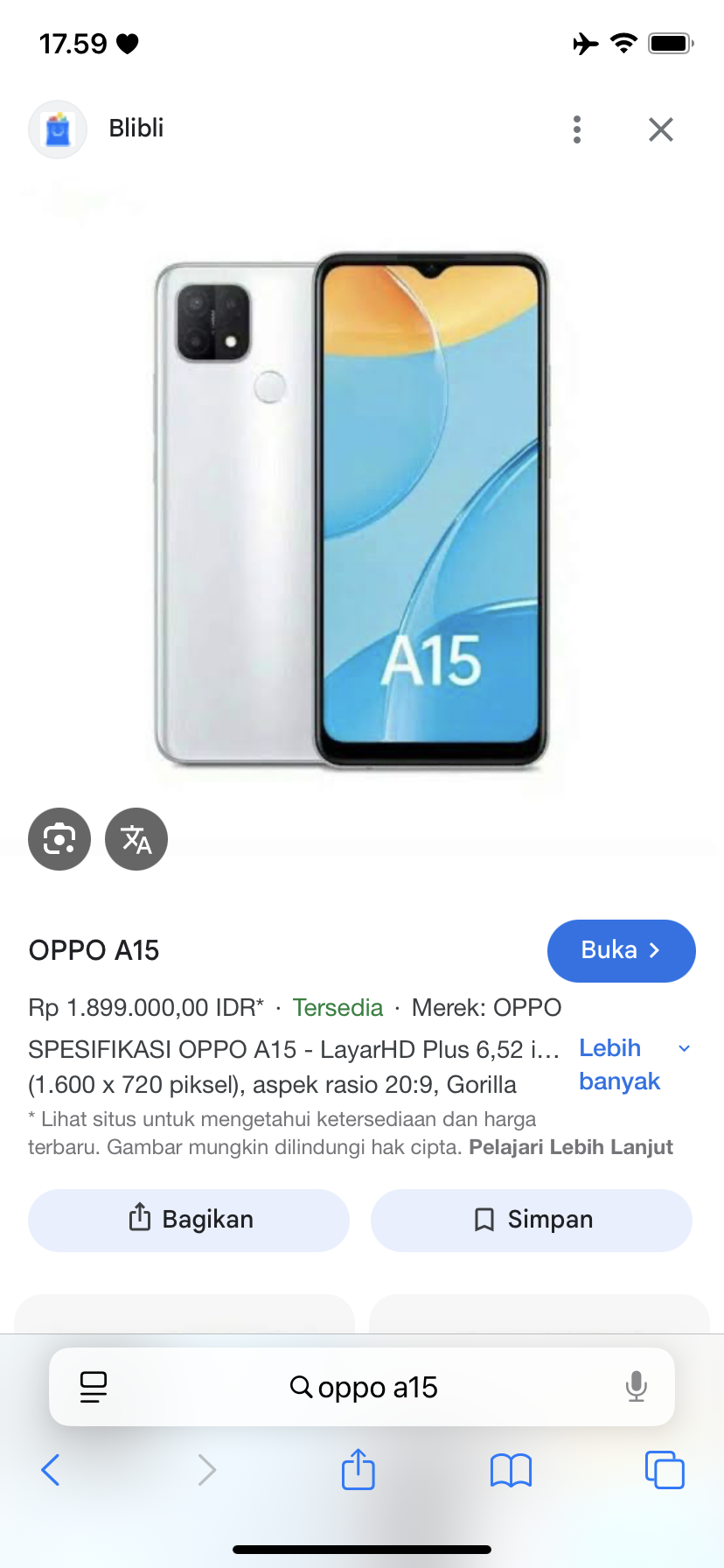 Foto laporan Hp oppo a15 (HB4691)