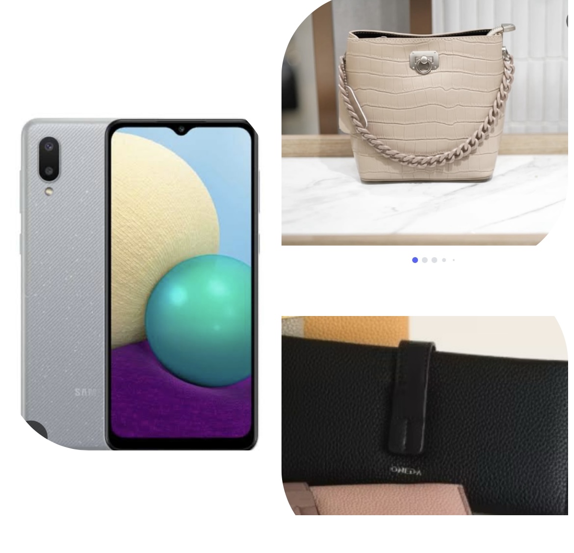 Foto laporan hp samsung A02, tas coklat merk oneda dan dompet hitam panjang (HB4703)