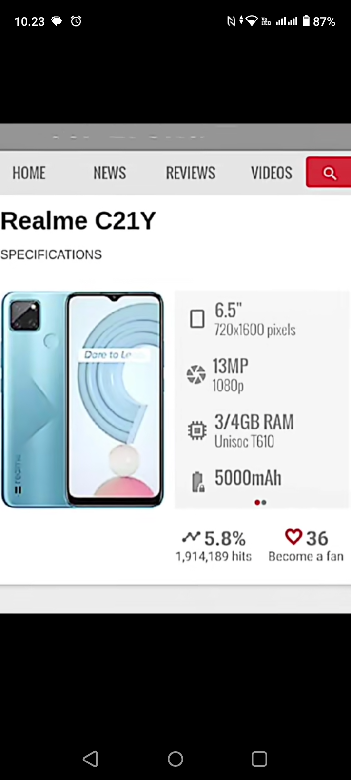Foto laporan Hp Realme C 21y (HB4874)