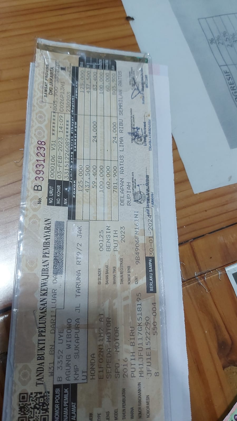 Foto laporan STNK (HB4894)