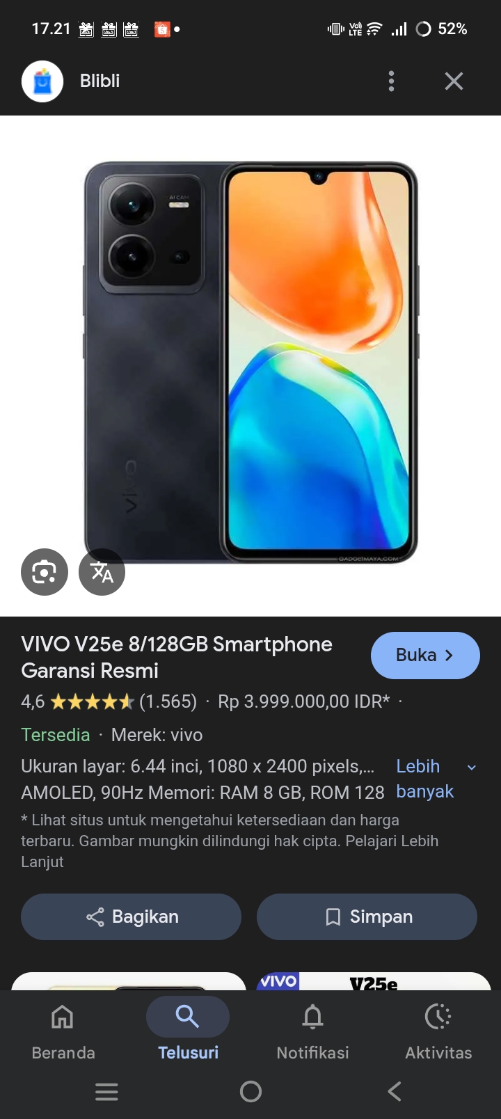 Foto laporan HP VIVO V25e (HB5149)