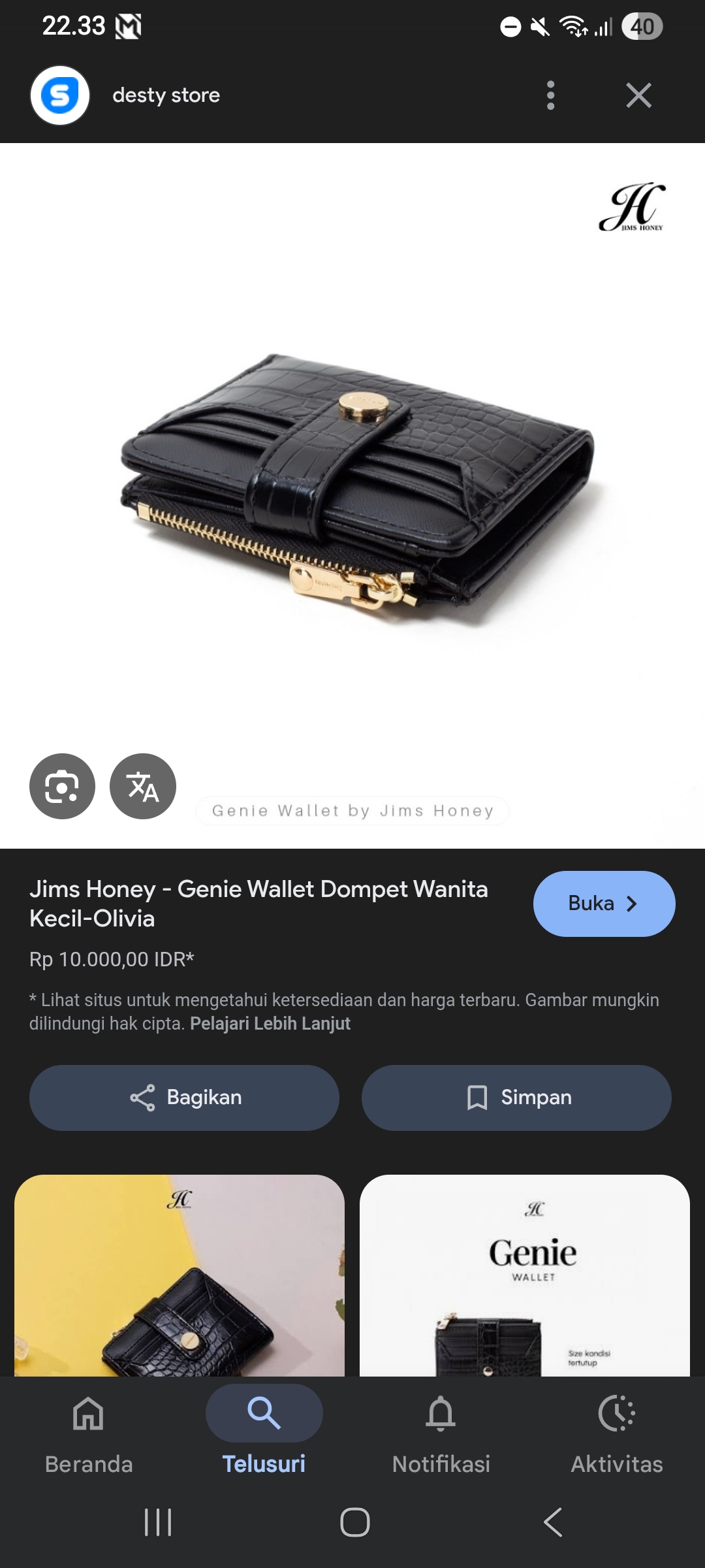 Foto laporan Dompet Berwarna Hitam (HB5166)