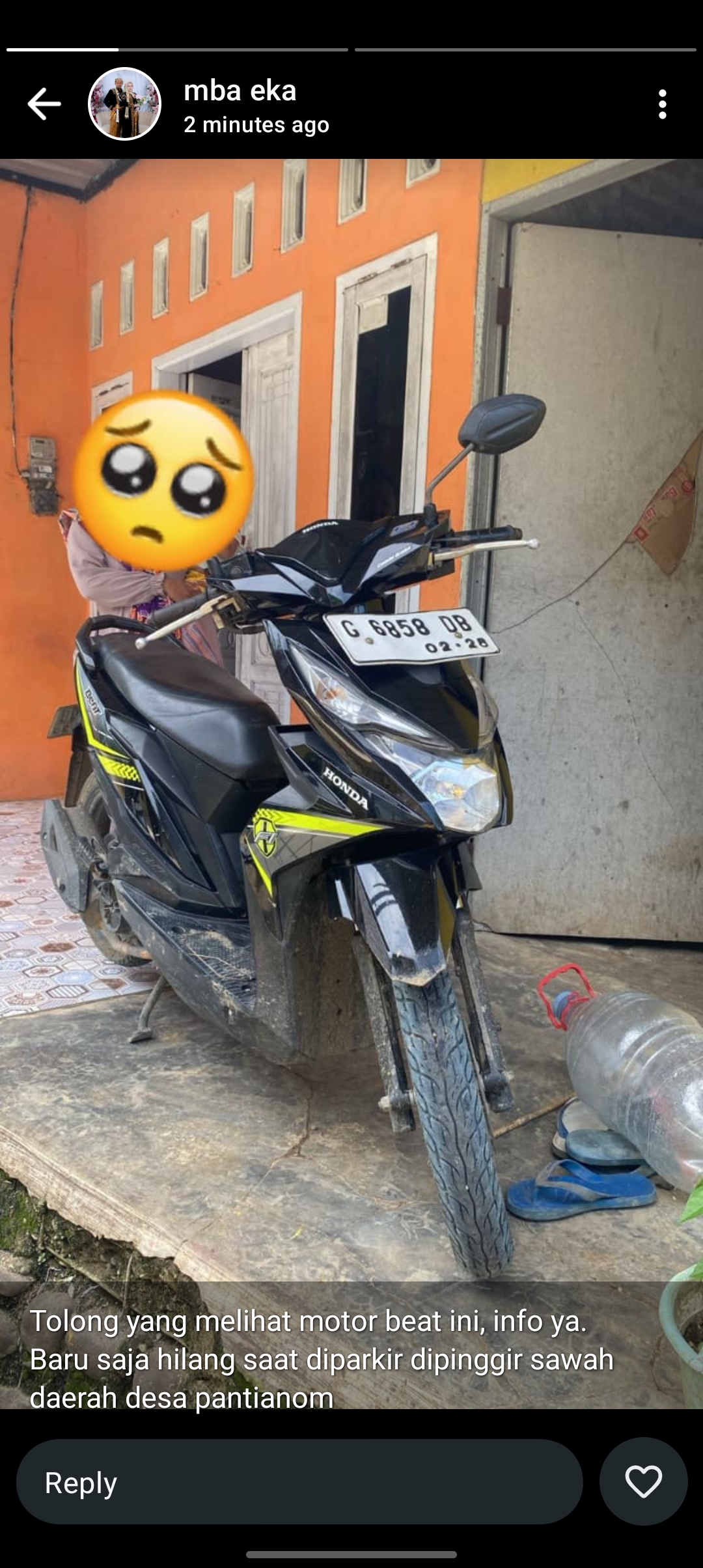 Foto laporan Motor beat hitam motif hijau (HB5948)