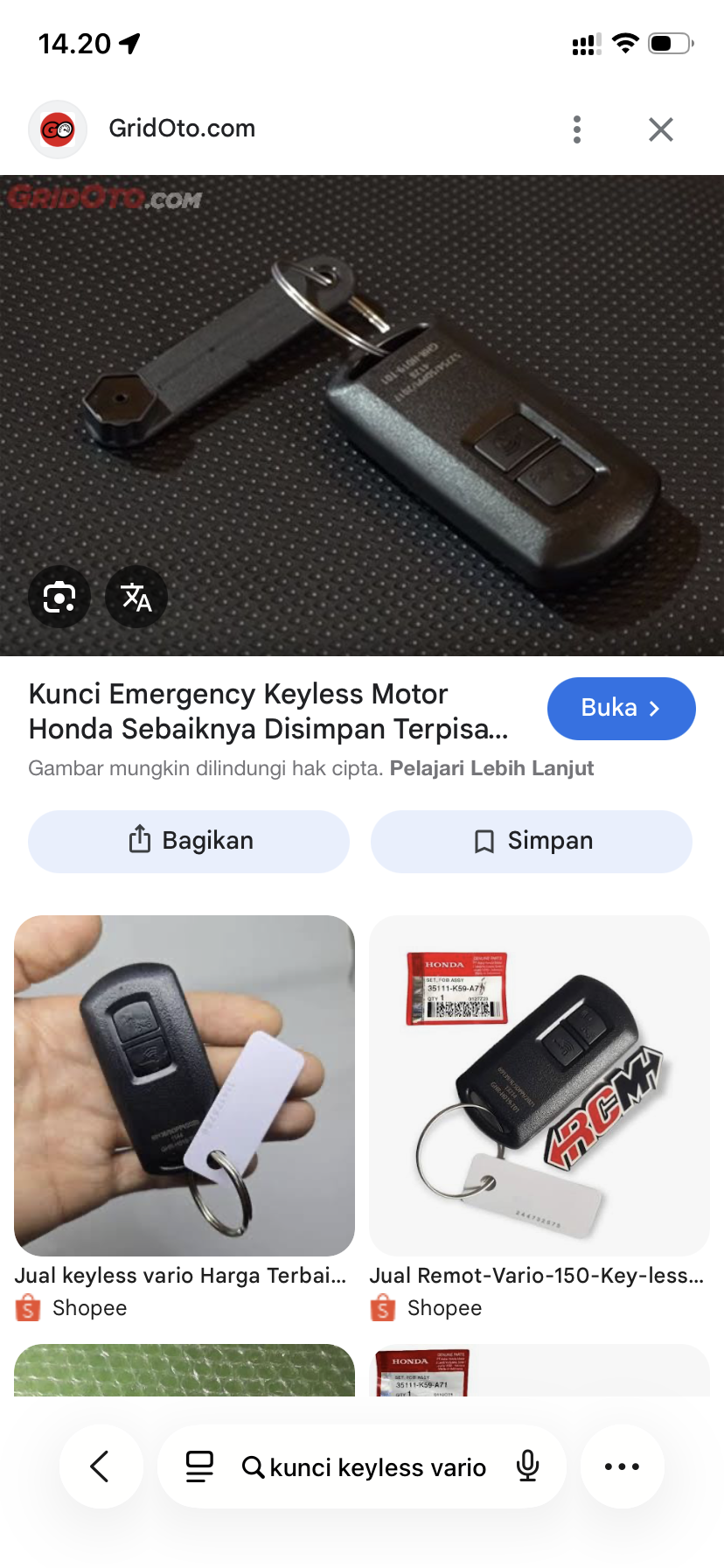 Foto laporan Kunci remote vario (HB6043)